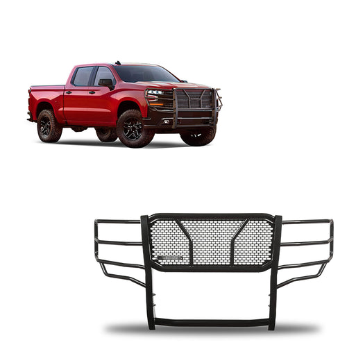 Heavy Duty Black Horse Rugged Grille Guard Modular Black Compatible with 2019-2021 Chevrolet Silverado 1500-RU-CHSI19-B