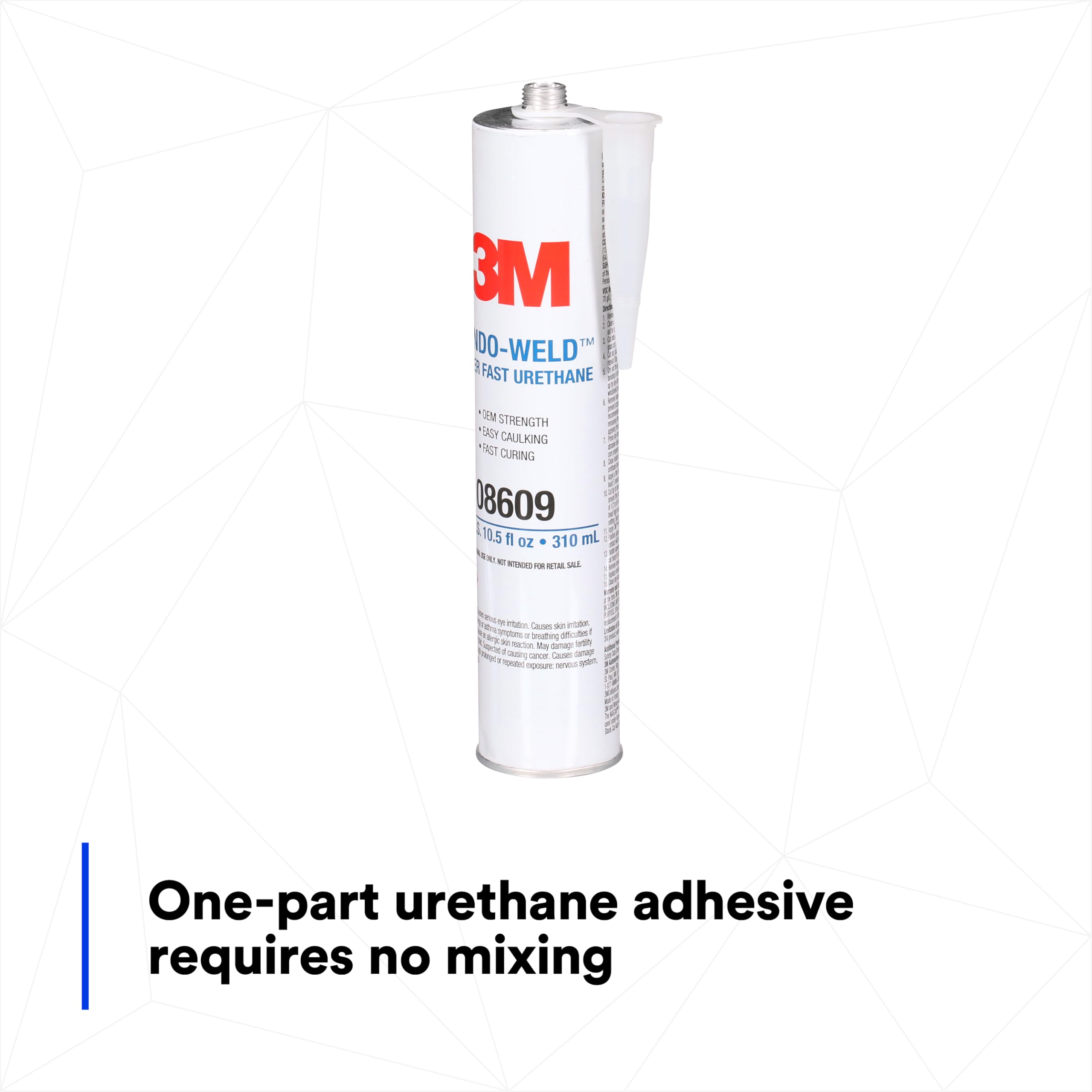3M Window-Weld 08609 Super Fast Urethane Windshield Adhesive, High-Strength Fast-Curing One-Part Auto Glass Sealant, 10.5 fl oz (310 mL) Cartridge, Black