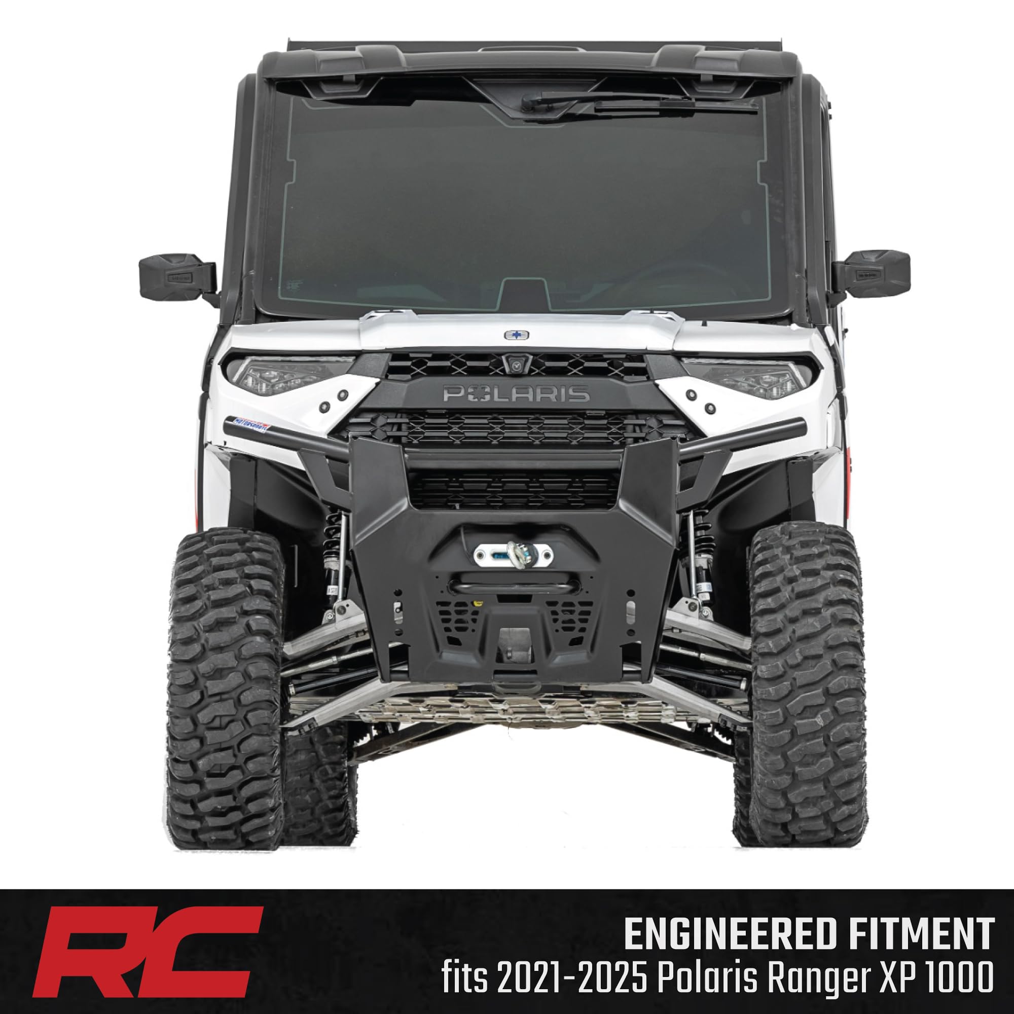 Rough Country High Clearance Control Arms Aluminum with 2" Forward Offset for Polaris Ranger XP 1000 (2021-2025) - Forged A-Arms with Silver Finish, 4-Pack