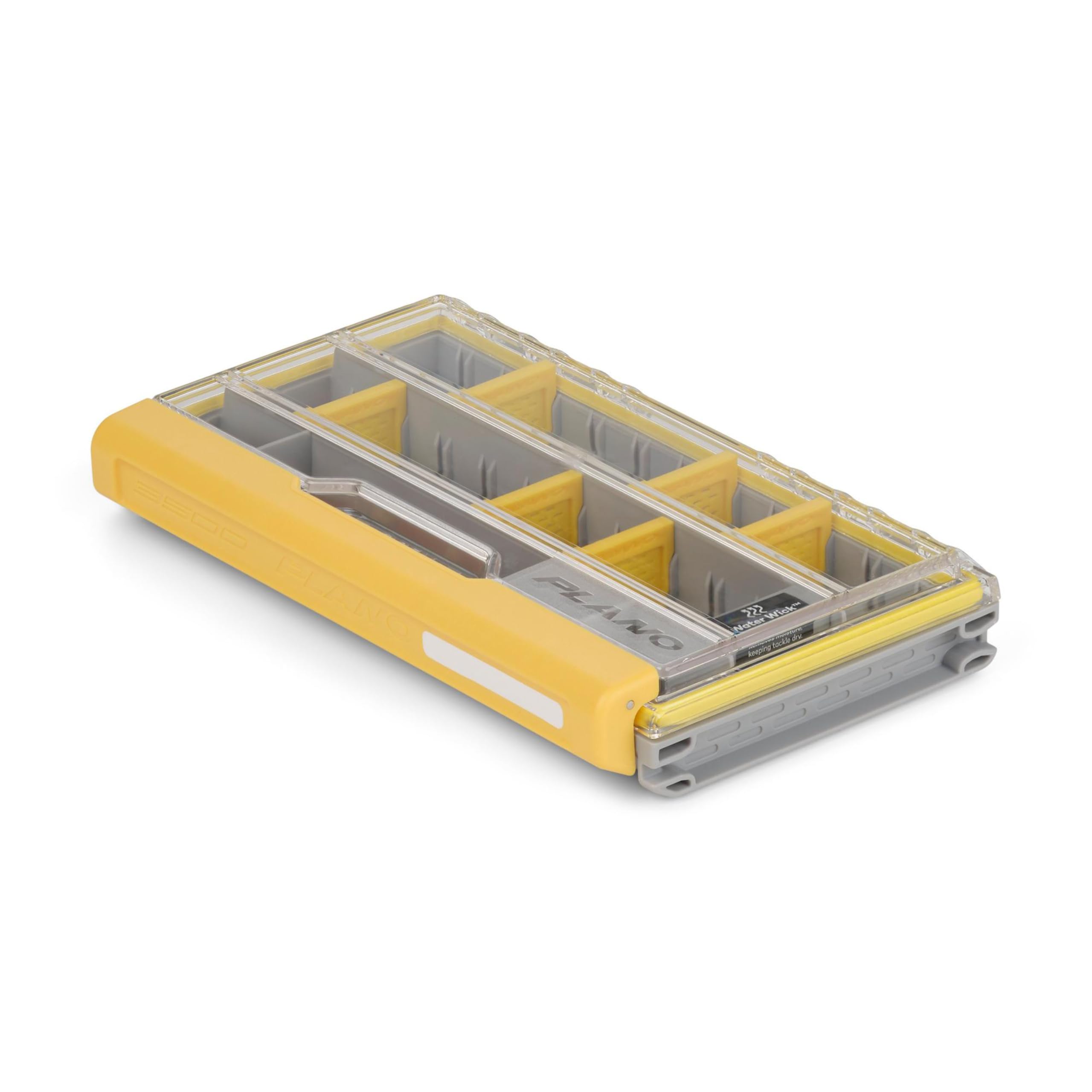 Plano 3500 EDGE Premium Tackle Storage with Rustrictor Rust-Resistant Technology, Gray and Yellow, Waterproof Terminal Tackle Box Organization, Small