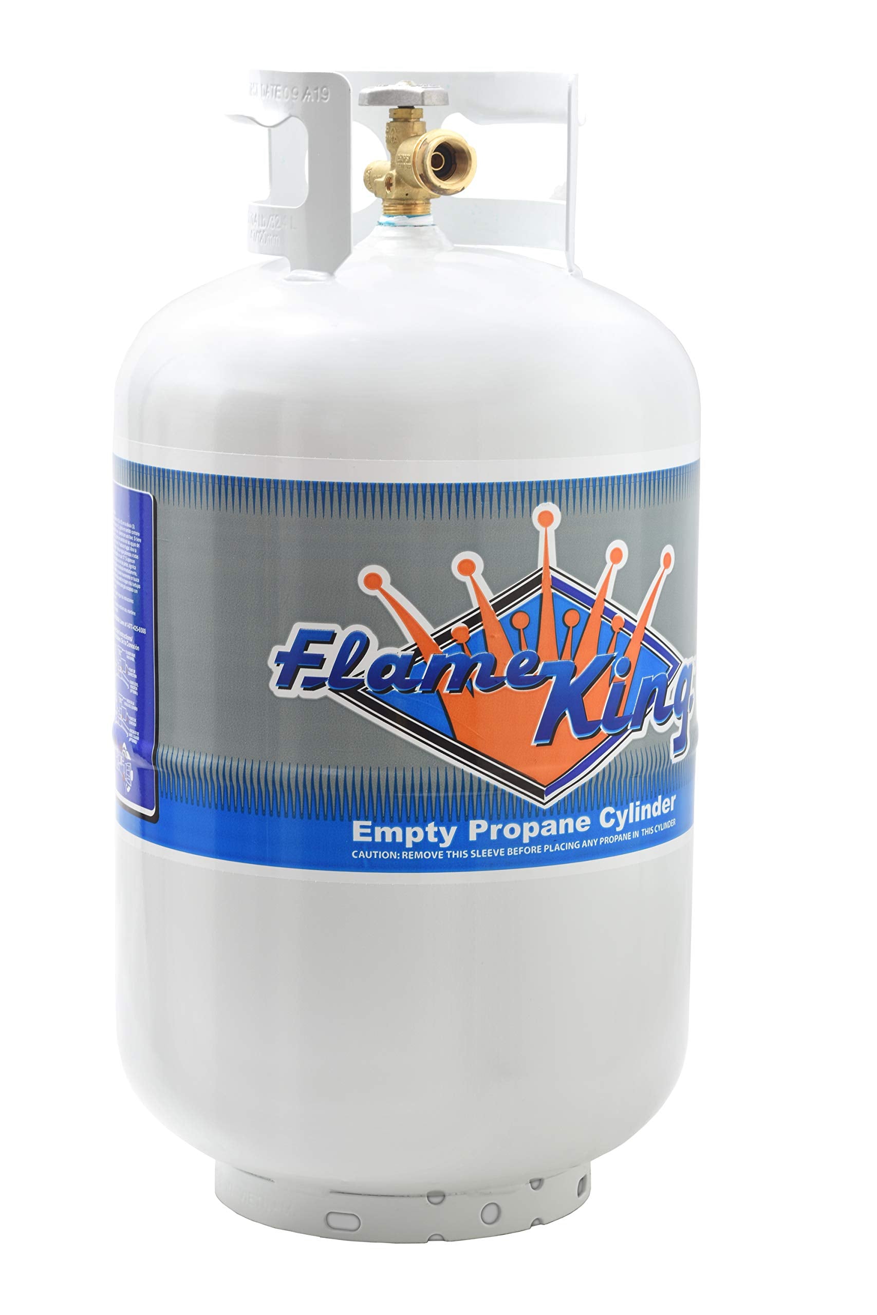 30 Pound Flame King YSN-301 Steel Propane Tank Cylinder with Type 1 Overflow Protection Device Valve DOT and TC Compliant