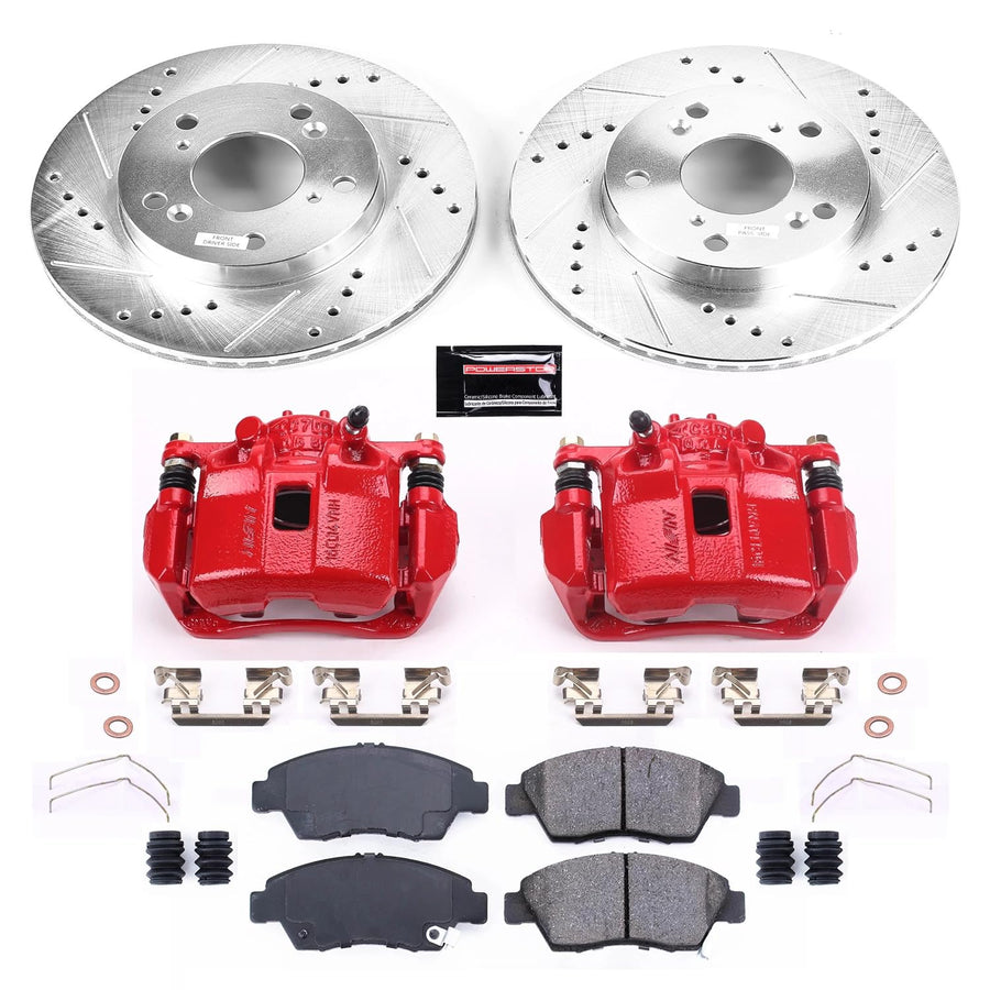 Power Stop Z23 Evolution Front Brake Caliper Kit KC6317- Brake Rotors, Carbon-Fiber Ceramic Brake Pads, Brake Calipers