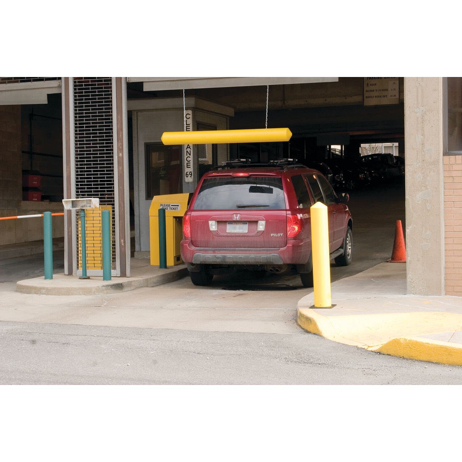 Eagle Polyethylene 1780 Clearance Bar with Eye Bolts, Yellow, 76" Height, 5" Diameter
