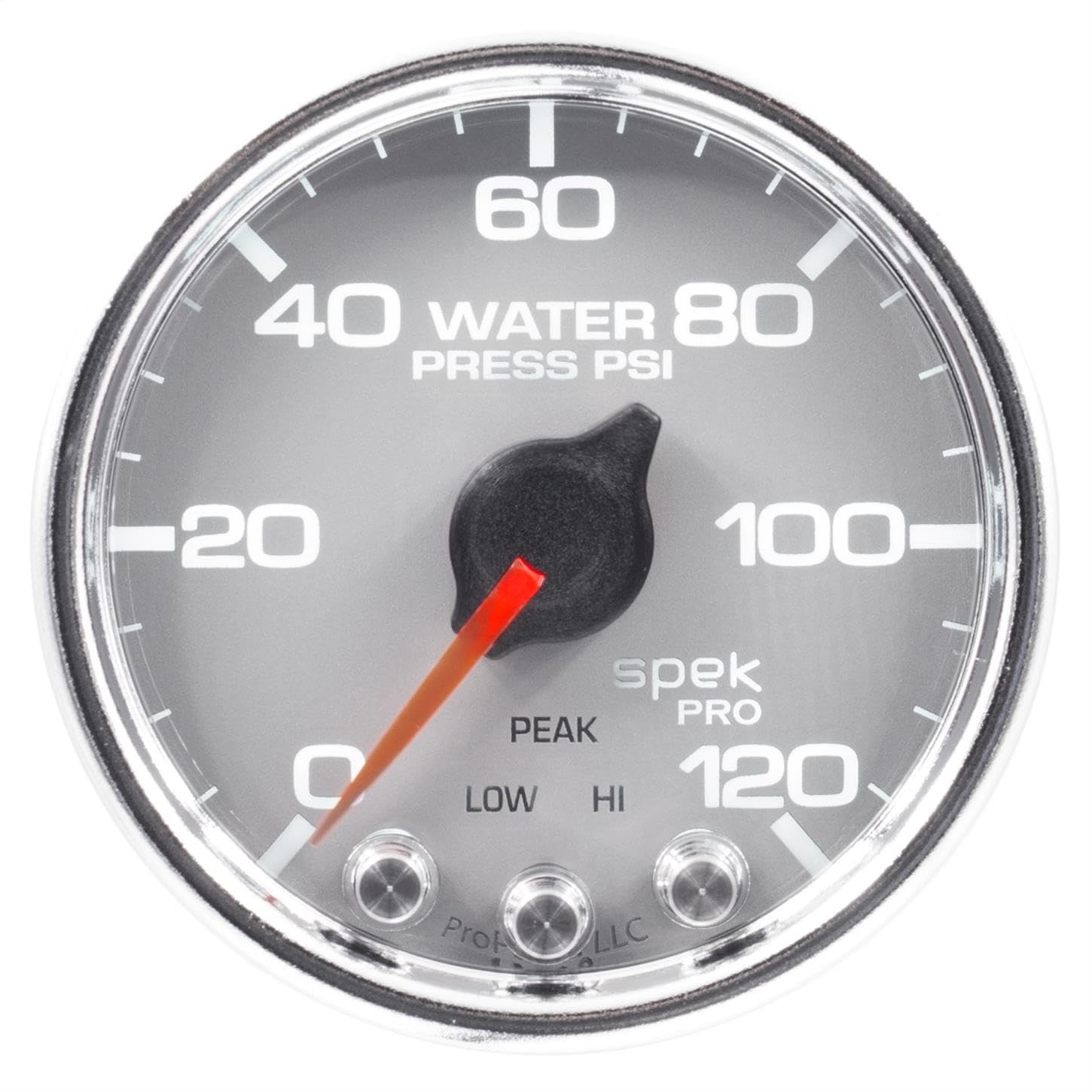 AutoMeter Gauge P34521 Water Press (Spek-Pro 2 1/16", 120Psi, Stepper Motorwith Peak & Warn, Slvr/Chrm, Spek-Pro)