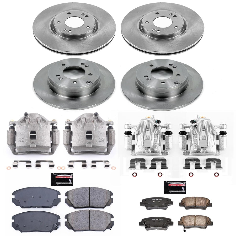 Power Stop Autospecialty KCOE5474A Front & Rear Caliper Brake Kit- Brake Rotors, Ceramic Brake Pads and Brake Calipers For Hyundai Azera 2009-2011 [Model Specific]