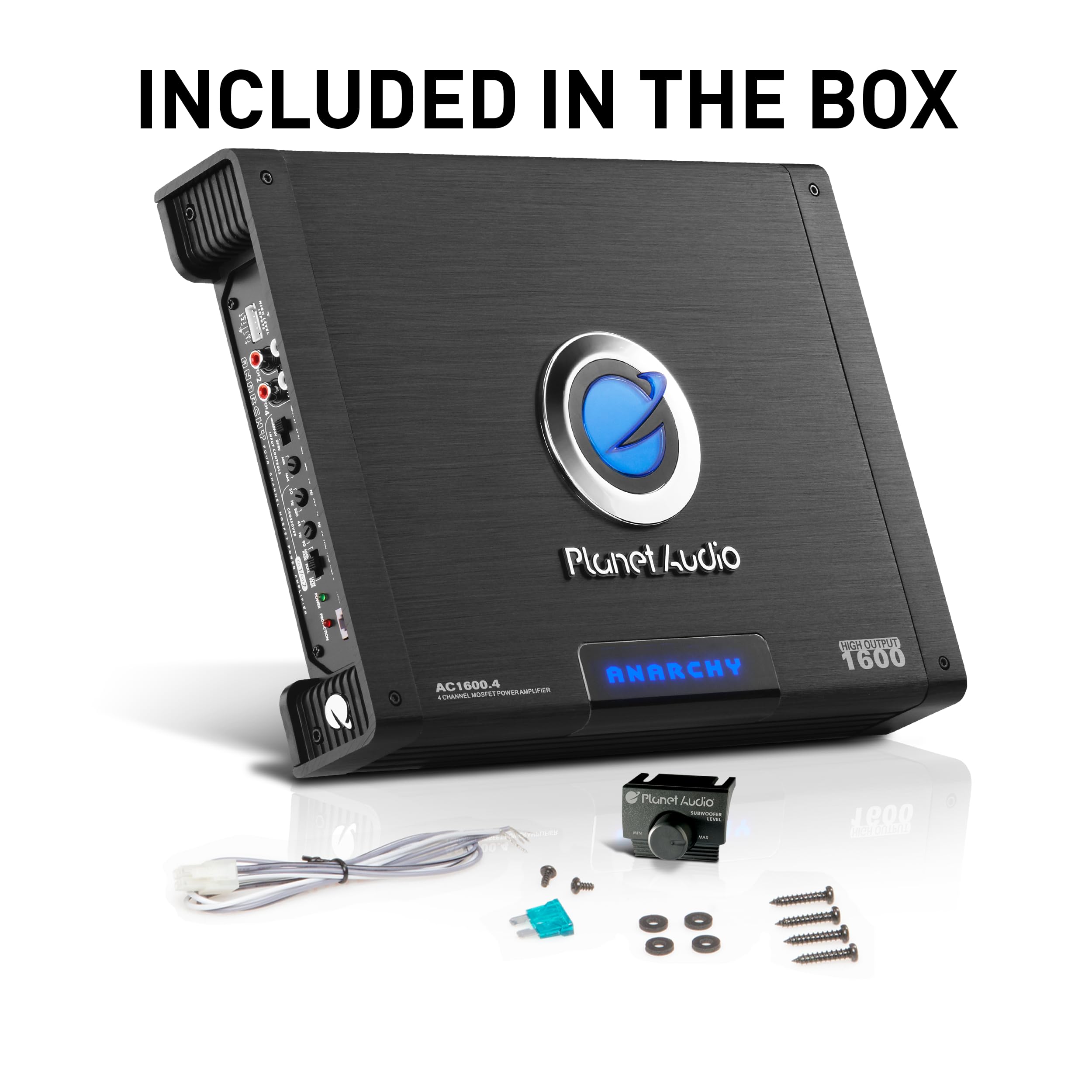 Planet Audio Anarchy Series AC1600.4 4 Channel Class A/B Car Amplifier - 1600 High Output, High/Low Pass Crossover, Hook up to Subwoofer for Bass
