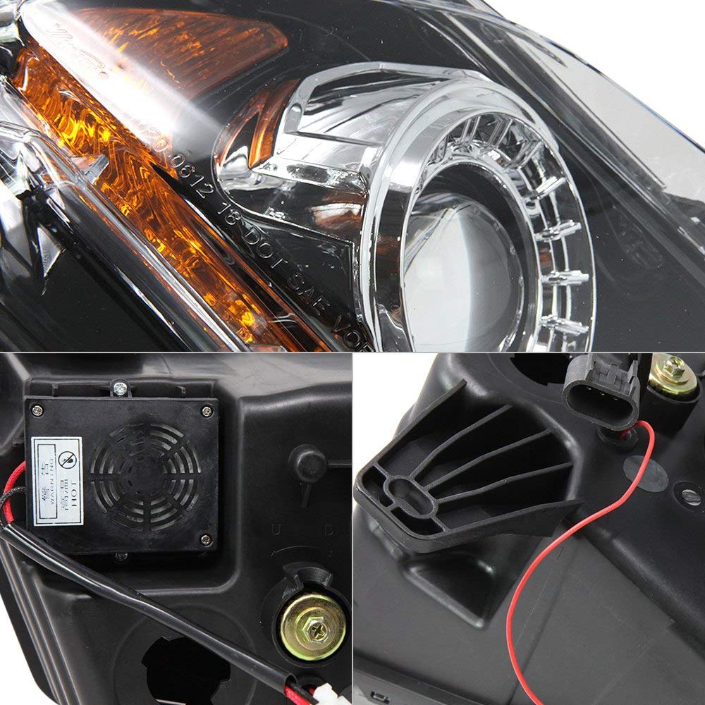 Renegade Series Winjet Compatible with 2010 2011 2012 S197 Ford Mustang S550 Style LED DRL Sequential Projector Aftermarket Performance Headlight Pair Set