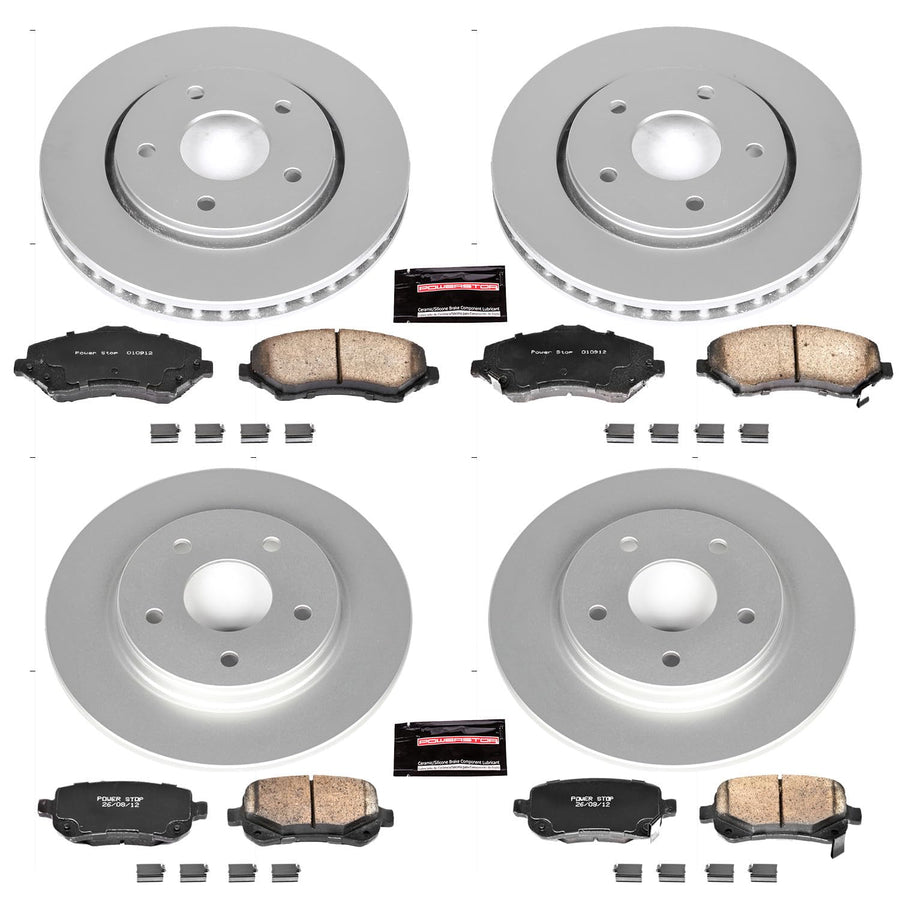 Power Stop CRK4015 Brake Rotor & Coated Ceramic Brake Pads- front & rear For Chrysler Town & Country, Dodge Grand Caravan, Dodge Journey, VW Routan [Model Specific]