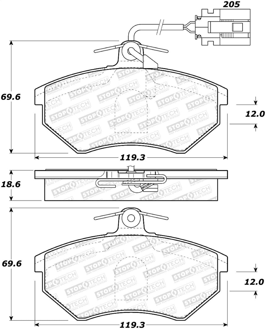 Front StopTech 308.06840 Brake Pads with Shims Street