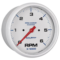 Tachometer AutoMeter Gauge, 5", 6K RPM, Marine White (200750),Multi