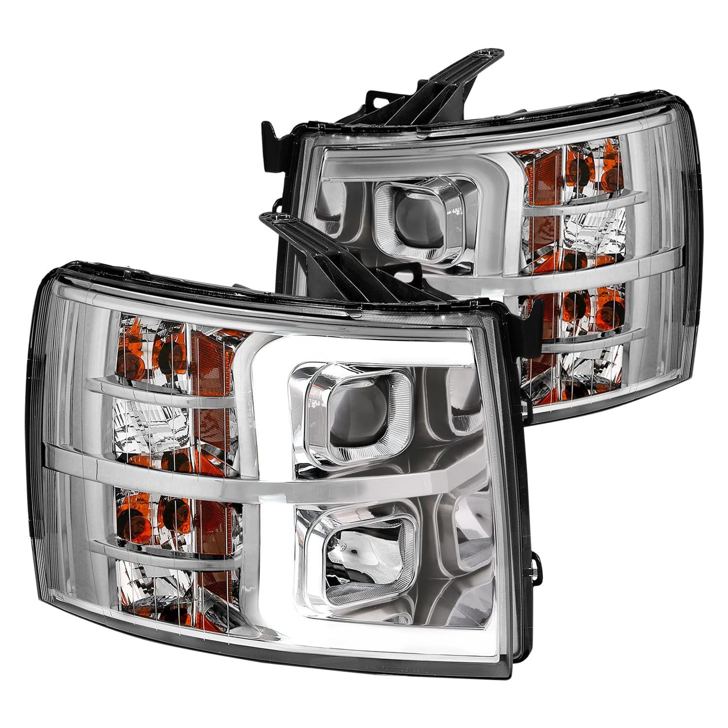 CHEVY SILVERADO 1500 ANZO USA 07-13 / 2500HD/3500HD 07-14 PROJECTOR PLANK HEADLIGHTS CHROME