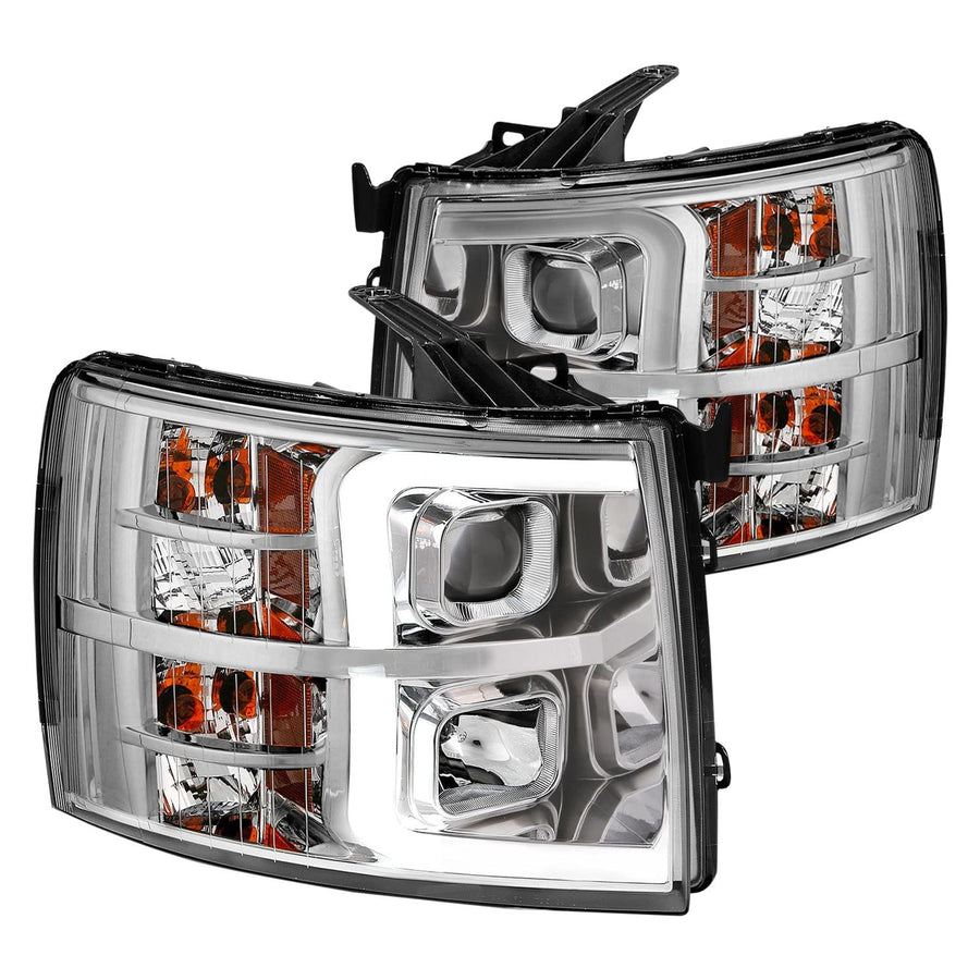 CHEVY SILVERADO 1500 ANZO USA 07-13 / 2500HD/3500HD 07-14 PROJECTOR PLANK HEADLIGHTS CHROME