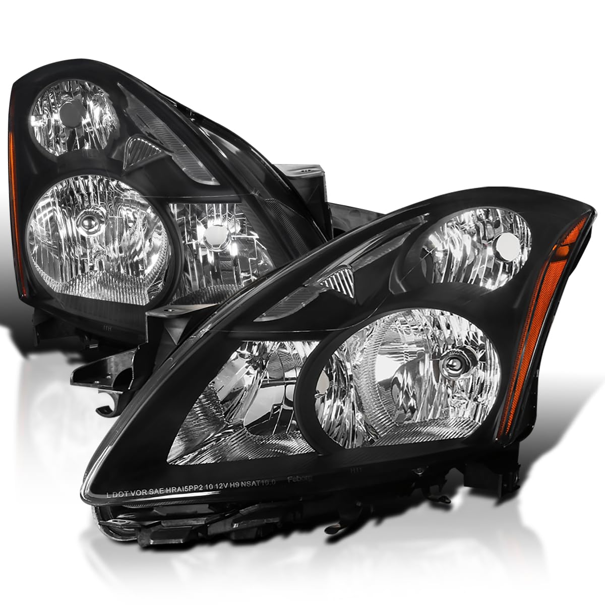 Black Headlights SPEC-D TUNING Compatible with 2010-2012 Nissan Altima Sedan L+R Pair Head Light Lamp Assembly