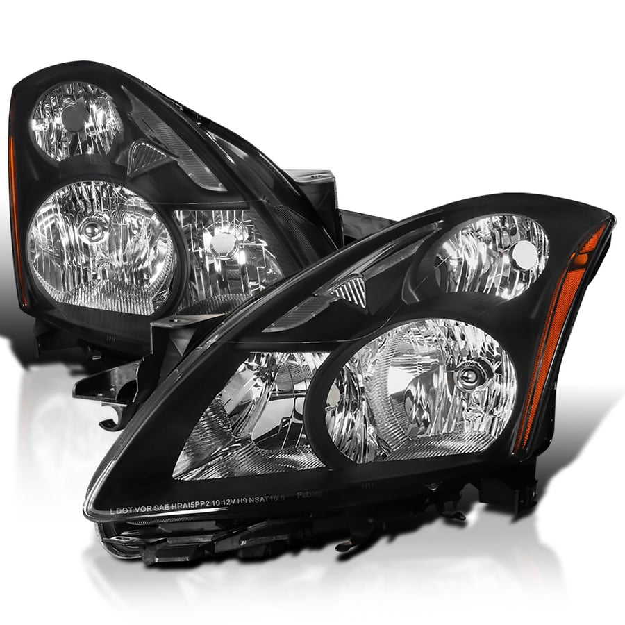 Black Headlights SPEC-D TUNING Compatible with 2010-2012 Nissan Altima Sedan L+R Pair Head Light Lamp Assembly