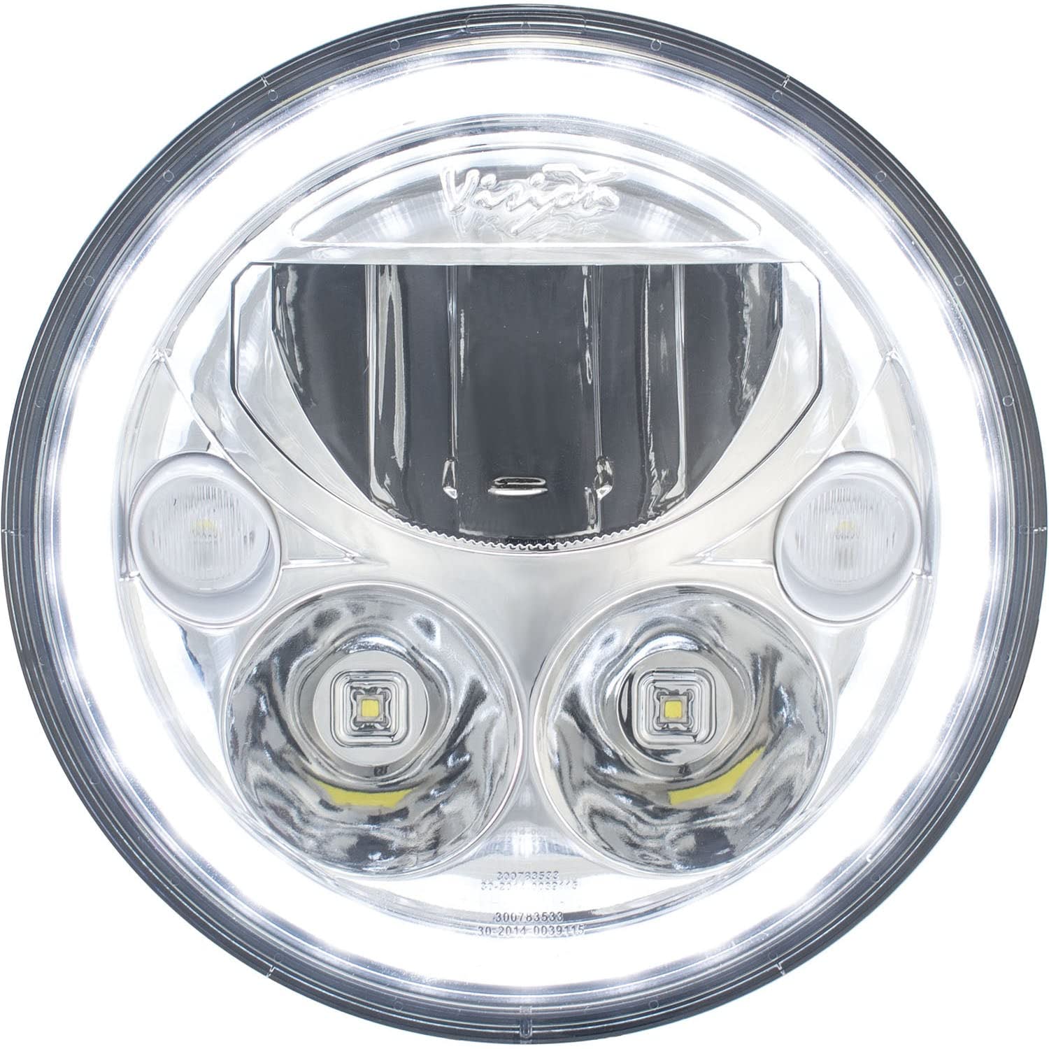 7" Round Vision X Lighting (XMC-7RD) LED Motorcycle Headlight w/Low-High-Halo, Single Light, Polished Chrome Face