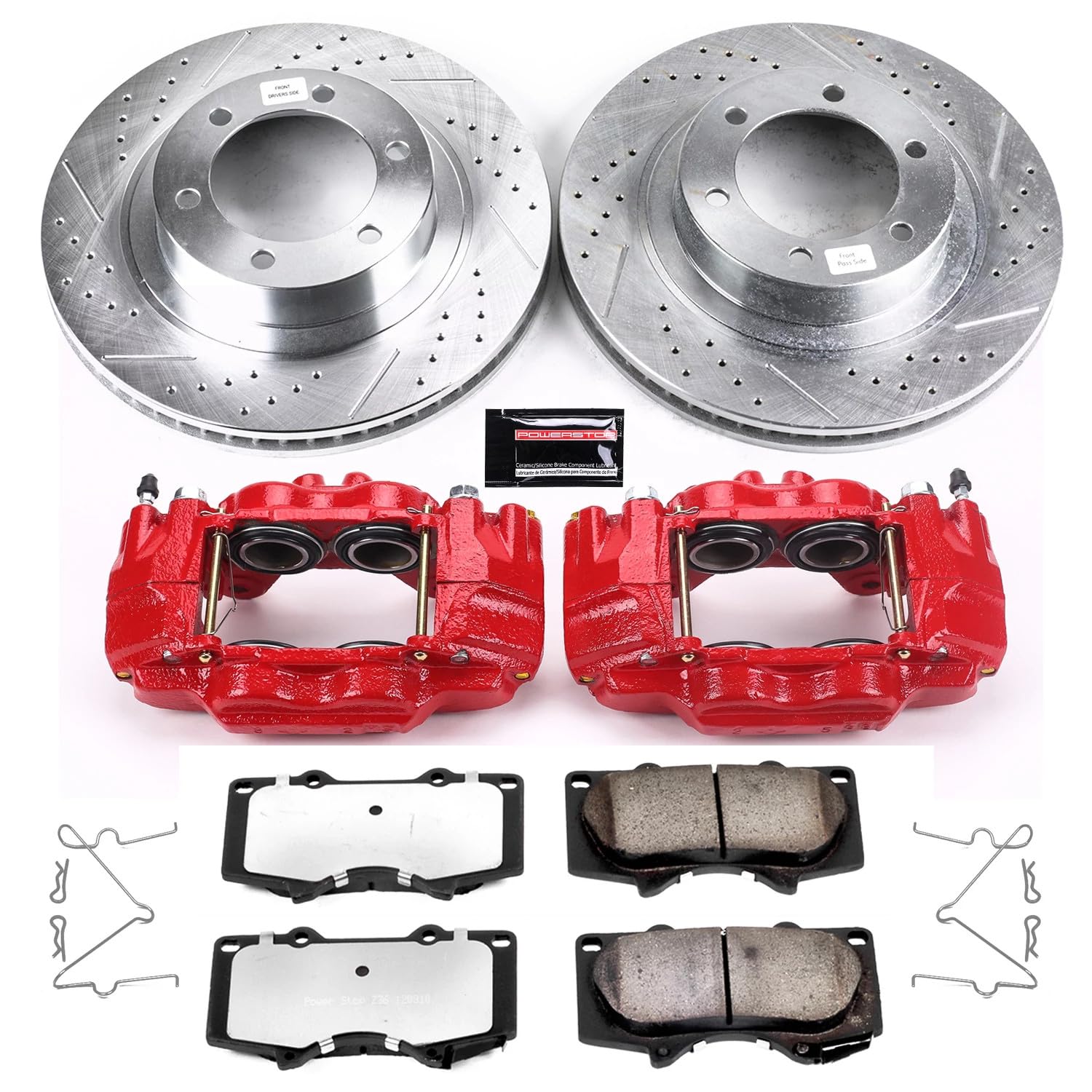 Power Stop Rotor, Pad and Caliper Brake Kit KC2421-36 For Lexus GX470 2003-2009, Toyota 4Runner 2003-2009 [Model Specific]