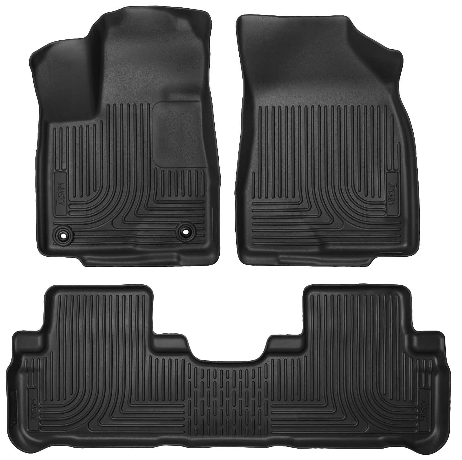 Weatherbeater Husky Liners Floor Mats | Fits 2014-2019 Toyota Highlander (Excludes Hybrid) | Front & 2nd Row, 3-pc Black - 99601
