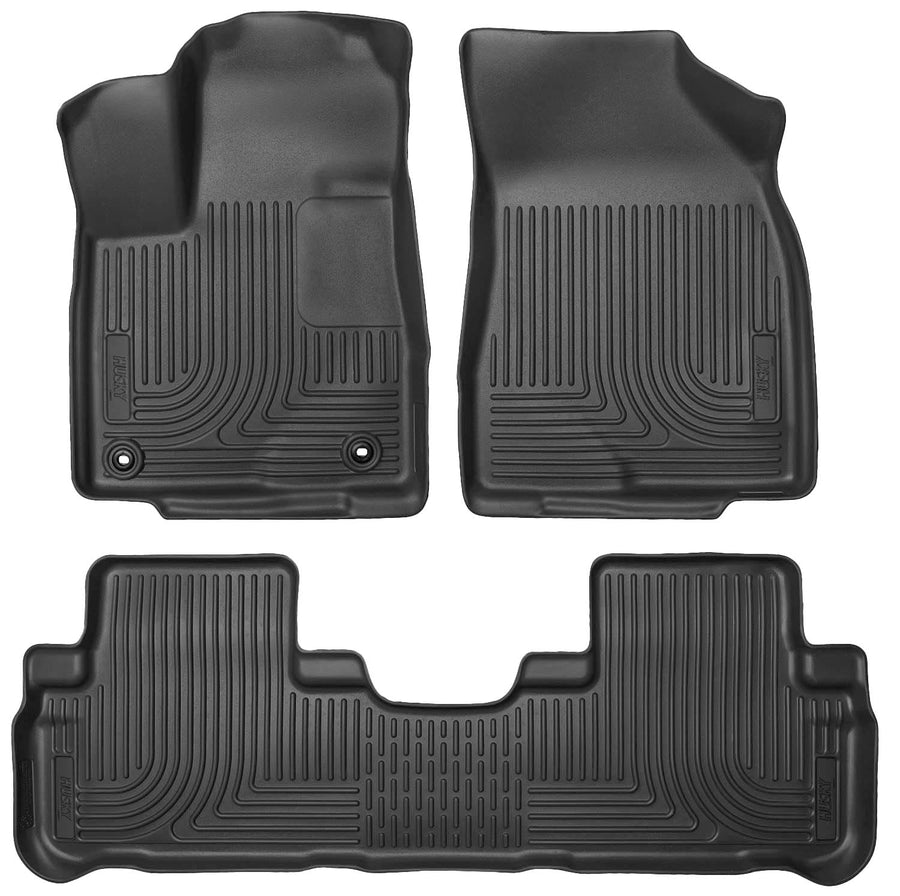 Weatherbeater Husky Liners Floor Mats | Fits 2014-2019 Toyota Highlander (Excludes Hybrid) | Front & 2nd Row, 3-pc Black - 99601