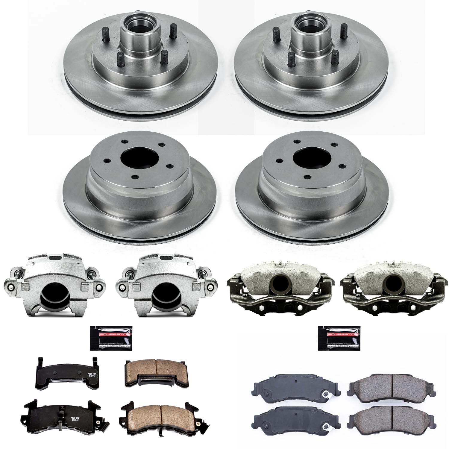 Power Stop KCOE7913 Replacement Autospeciality Front and Rear Caliper Kit- OE Rotors, Ceramic Brake Pads, Calipers For Chevrolet S10 1998-2003, GMC Sonoma 2000-2003 [Model Specific]