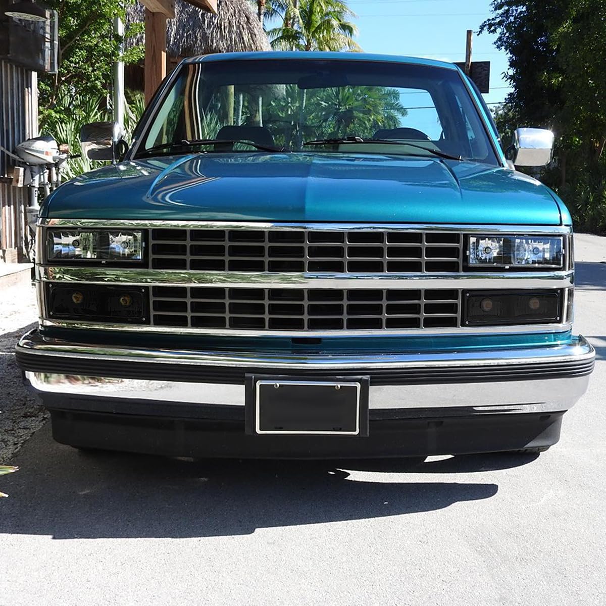 Black Headlights + Bumper Lights + Corner Lights SPEC-D TUNING Compatible with 1988-1993 Chevy C10 Pickup C/K 1500 2500 3500 Silverado Sierra, Left + Right Pair Headlamps Assembly