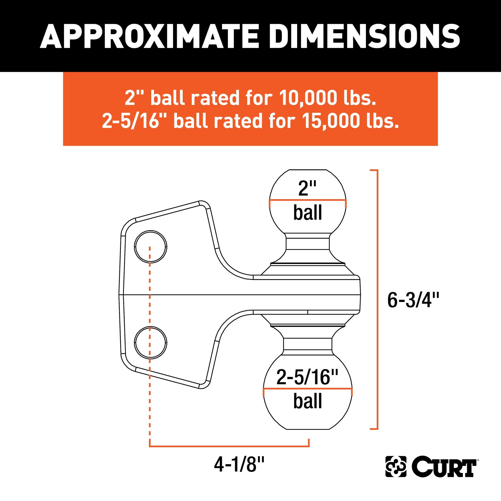 CURT Replacement 45952 XD Dual Ball, 2, 2-5/16-Inch, Up to 15K