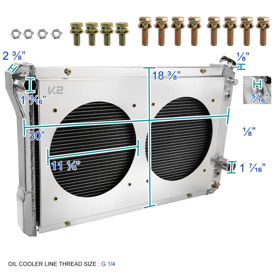 3 Row Radiator with Fan Shroud Spec-D Tuning Aluminum Compatible with 1982-1992 Chevrolet Camaro V8