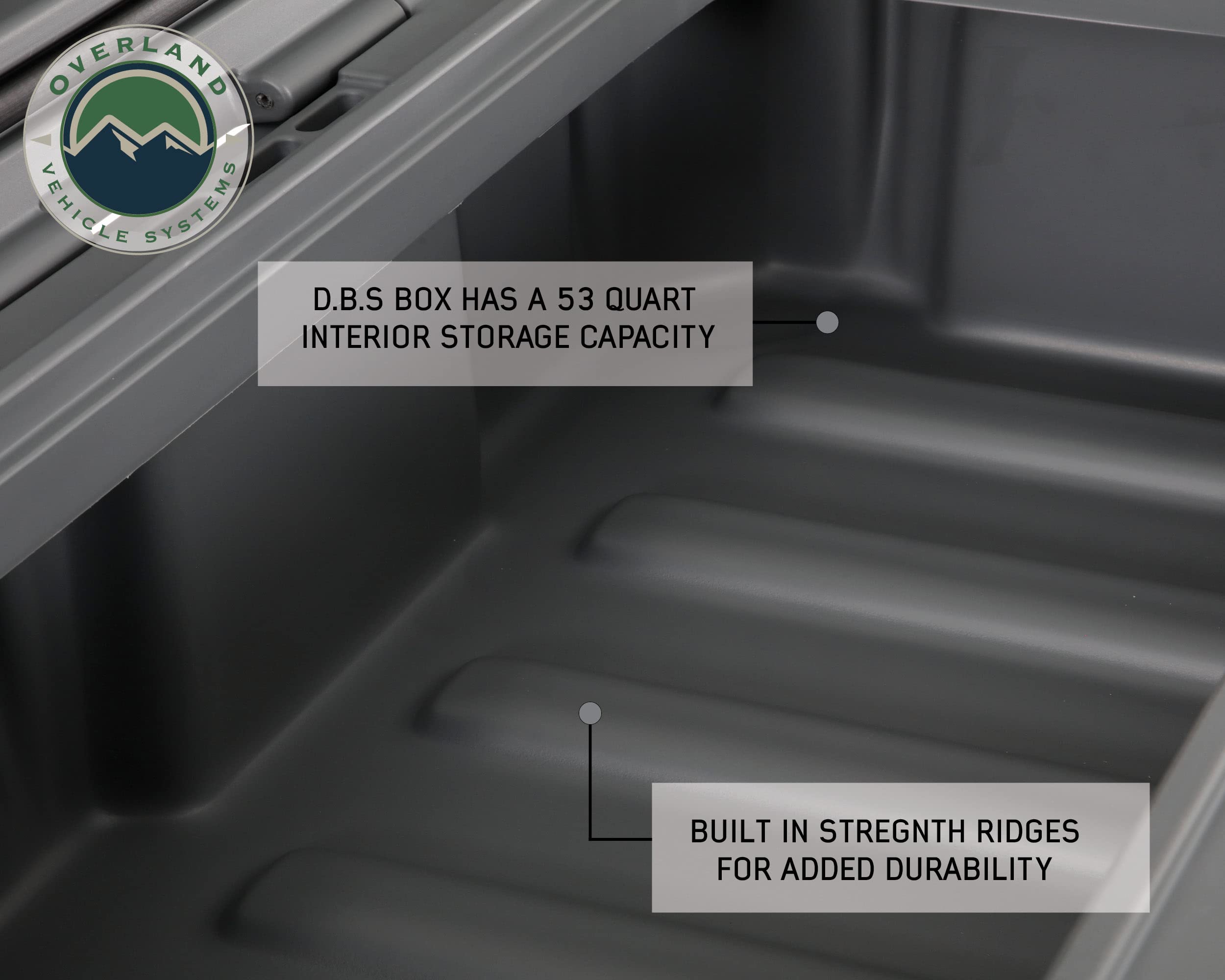 D.B.S. Overland Vehicle Systems 53 QT Dry Box Storage with Drain and Bottle Opener | Dark Grey | Waterproof Sealing | Heavy Duty Latches | 40100001