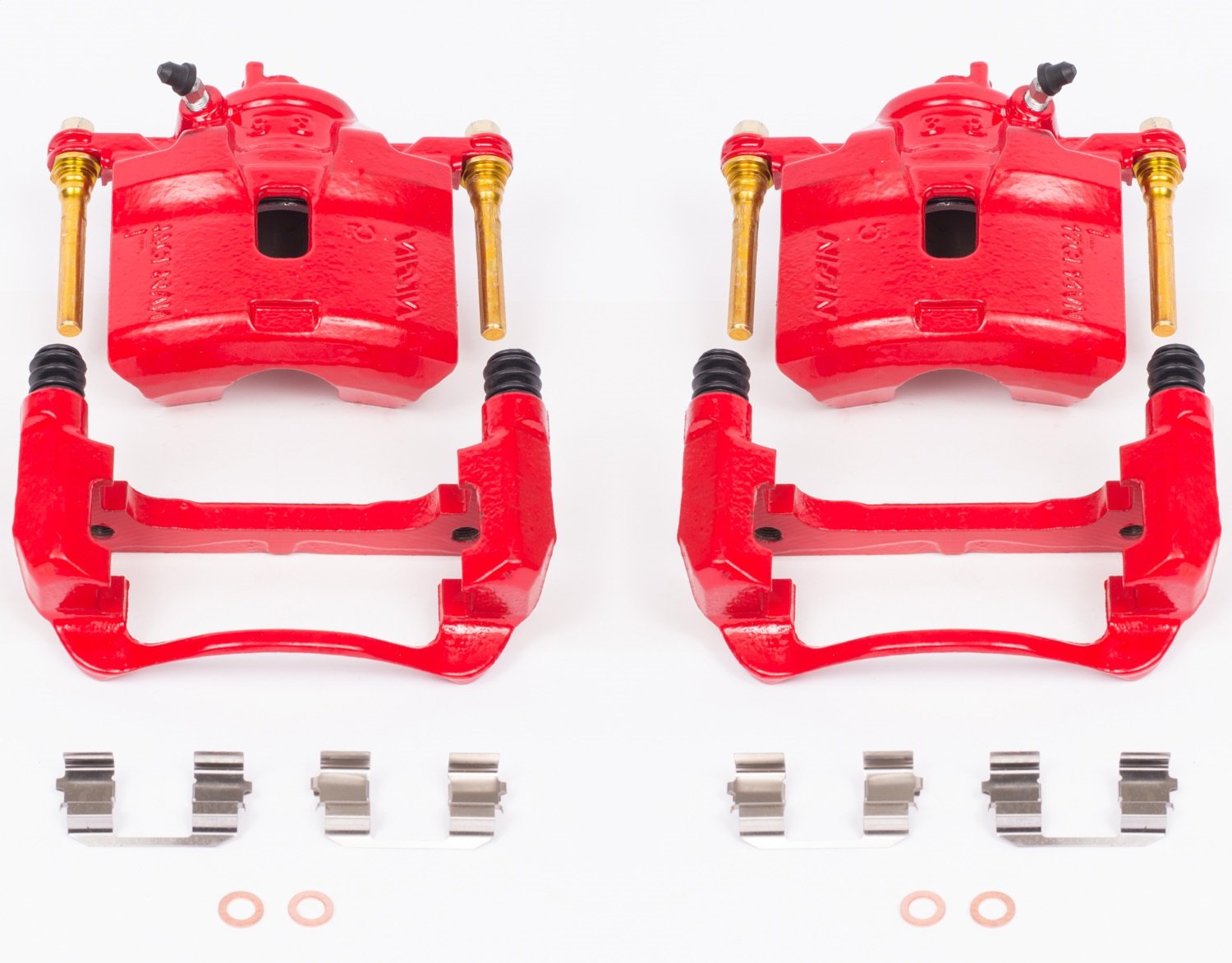 Power Stop Pair of High-Temp Red Powder Coated Front Calipers For Honda Prelude 1992-1996 [Model Specific]