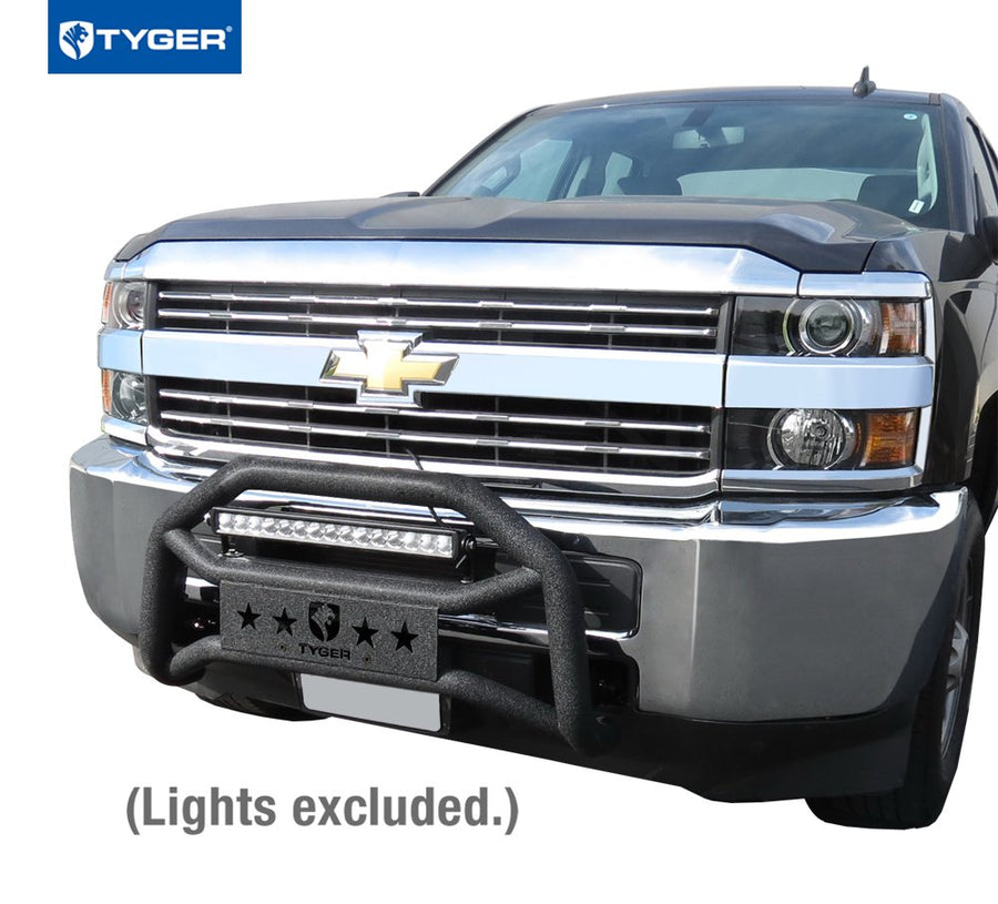 Tyger Auto TG-GD6C60118 Compatible Front Bumper Guard with 2011-2019 Chevy Silverado/GMC Sierra 2500HD / 3500HD | Textured Black | Light Mount | Bull Bar