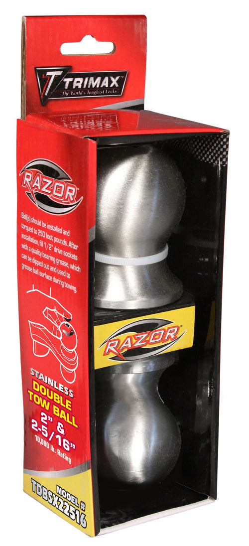 2-5/16" & 2" Trimax Double Tow Ball Stainless Steel TDBSX22516, Box Packaging