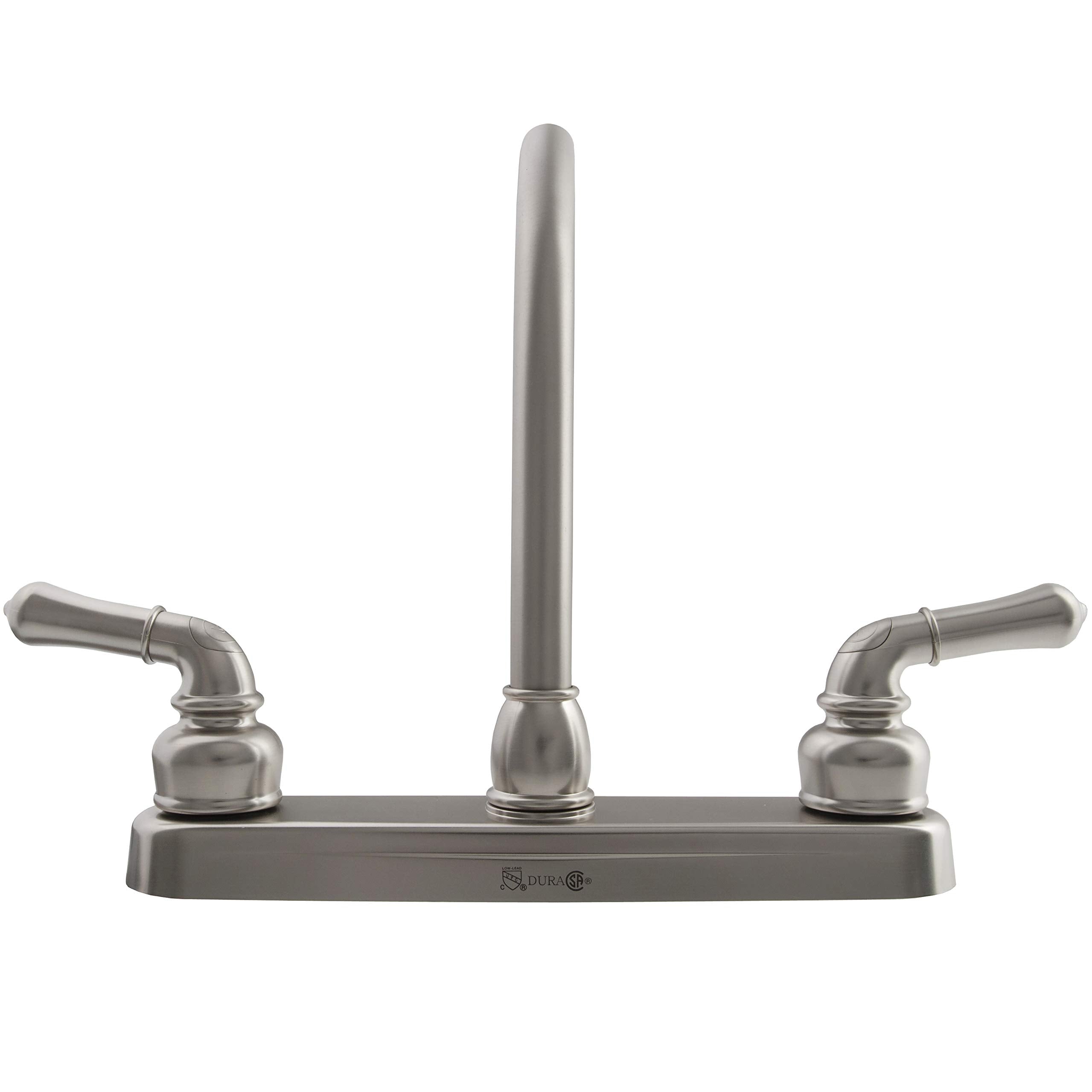 Dura Faucet Hi-Rise DF-PK210C-SN Kitchen Sink Faucet with Classical Levers (Brushed Satin Nickel)