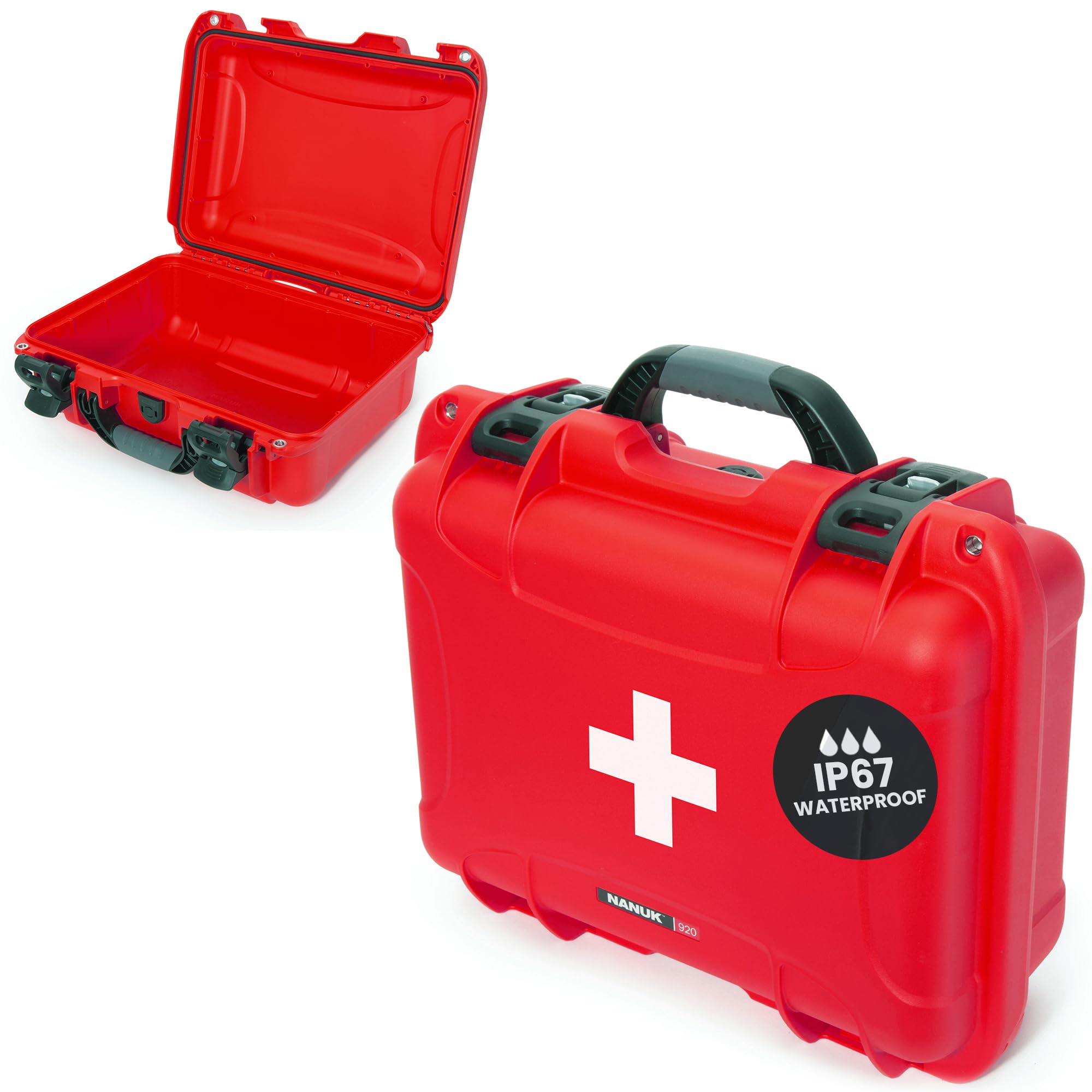 NANUK Waterproof 920 First Aid Box Empty – Durable, Medical First Aid Organizer Case, IP67-Rated, Dustproof, Impact-Resistant, and Floats (7.4" x 4.9" x 3.1") – Red