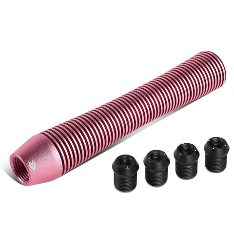 NRG Innovations Universal Aluminum SK-710PK Shift Knob with Thread Adapters, Heatsink Style Long Curvy Cylinder Lever,Pink