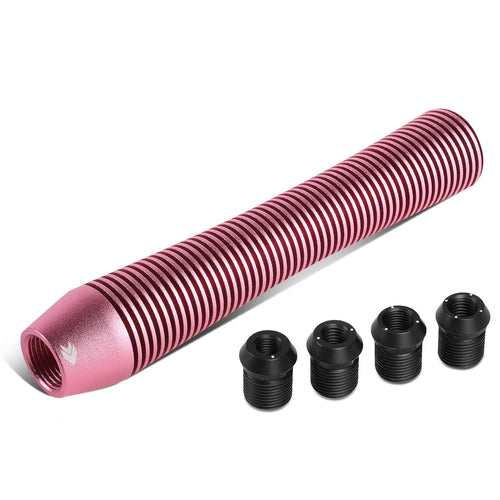 NRG Innovations Universal Aluminum SK-710PK Shift Knob with Thread Adapters, Heatsink Style Long Curvy Cylinder Lever,Pink