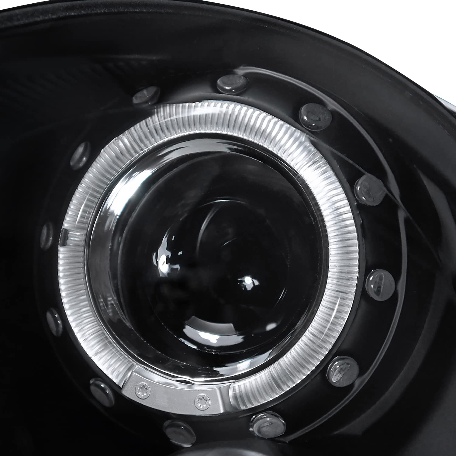 Halo Ring Black Projector Headlights SPEC-D TUNING Compatible with 2007-2013 R56 MINI Cooper Models, Left + Right Pair Headlamps Assembly