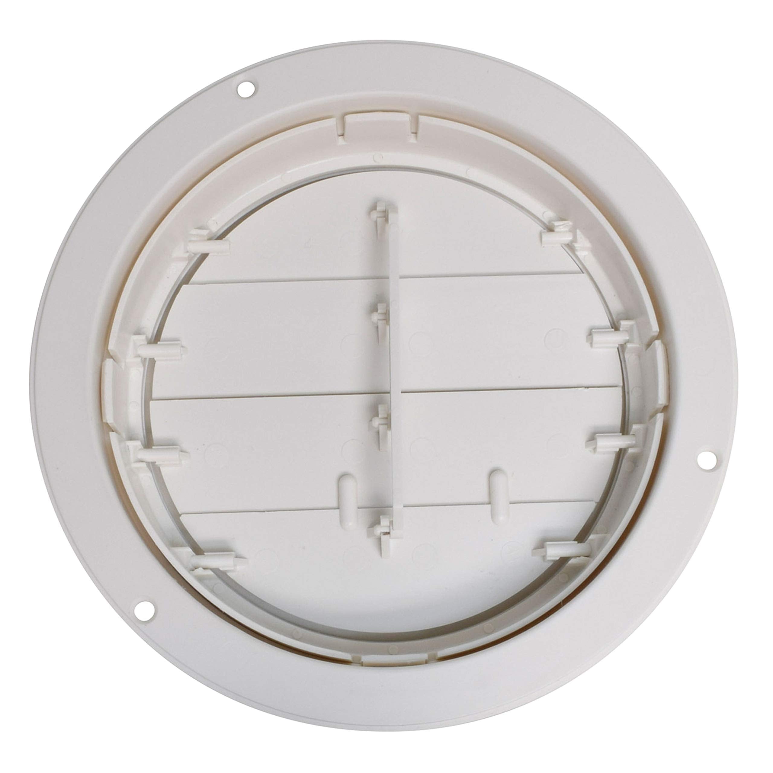 Dampered VALTERRA A10-3359VP Heating and A/C Register with 360° Rotation - 5-1/2" ID x 6-7/8" OD, Medium White