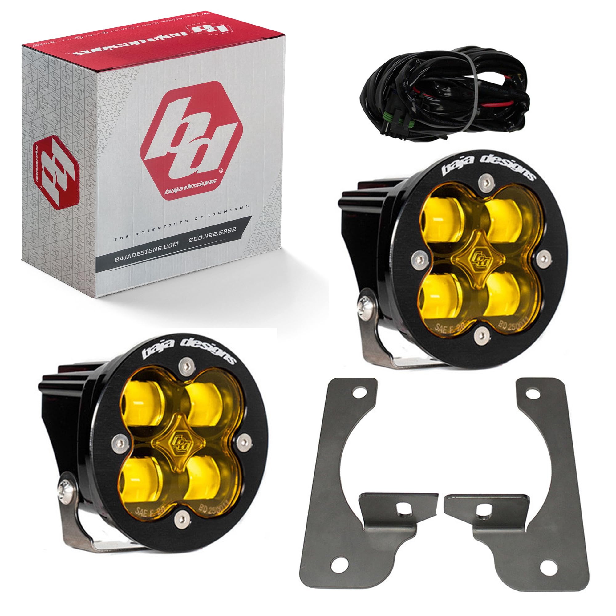 Baja Designs SAE Fog Pocket Light for Jeep Wrangler JK Squadron-R LED (Amber; SAE Lens)