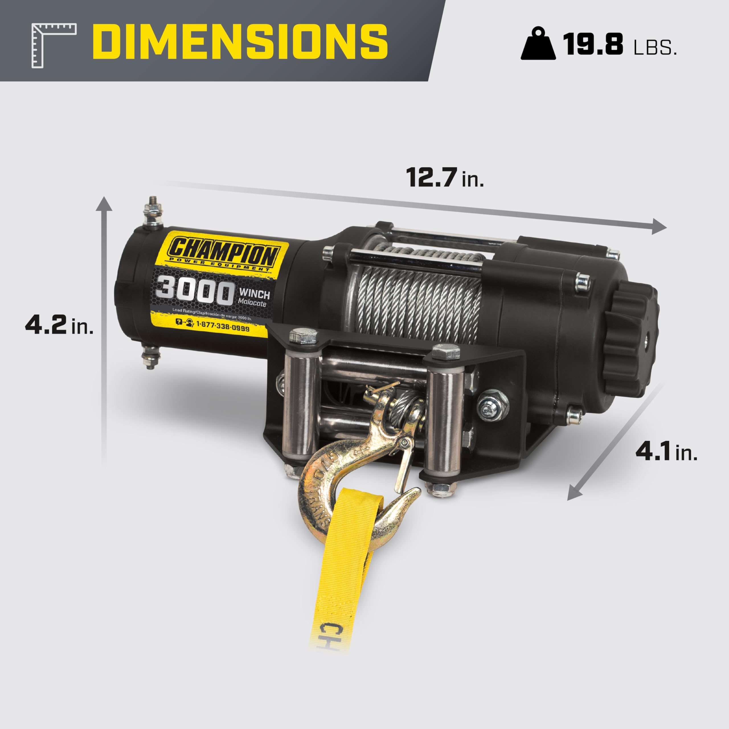 3000-lb. Champion Power Equipment ATV/UTV Winch Kit