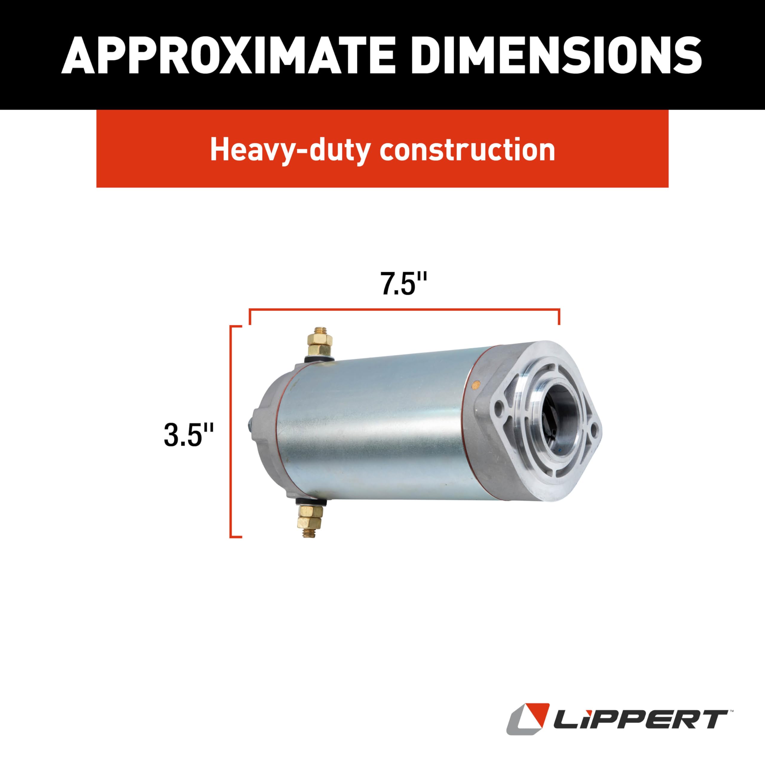 Lippert Hydraulic Pump Motor Replacement for Unidirectional Power Unit RV Leveling Systems with Heavy-Duty Construction, 7.5" Height - 179327