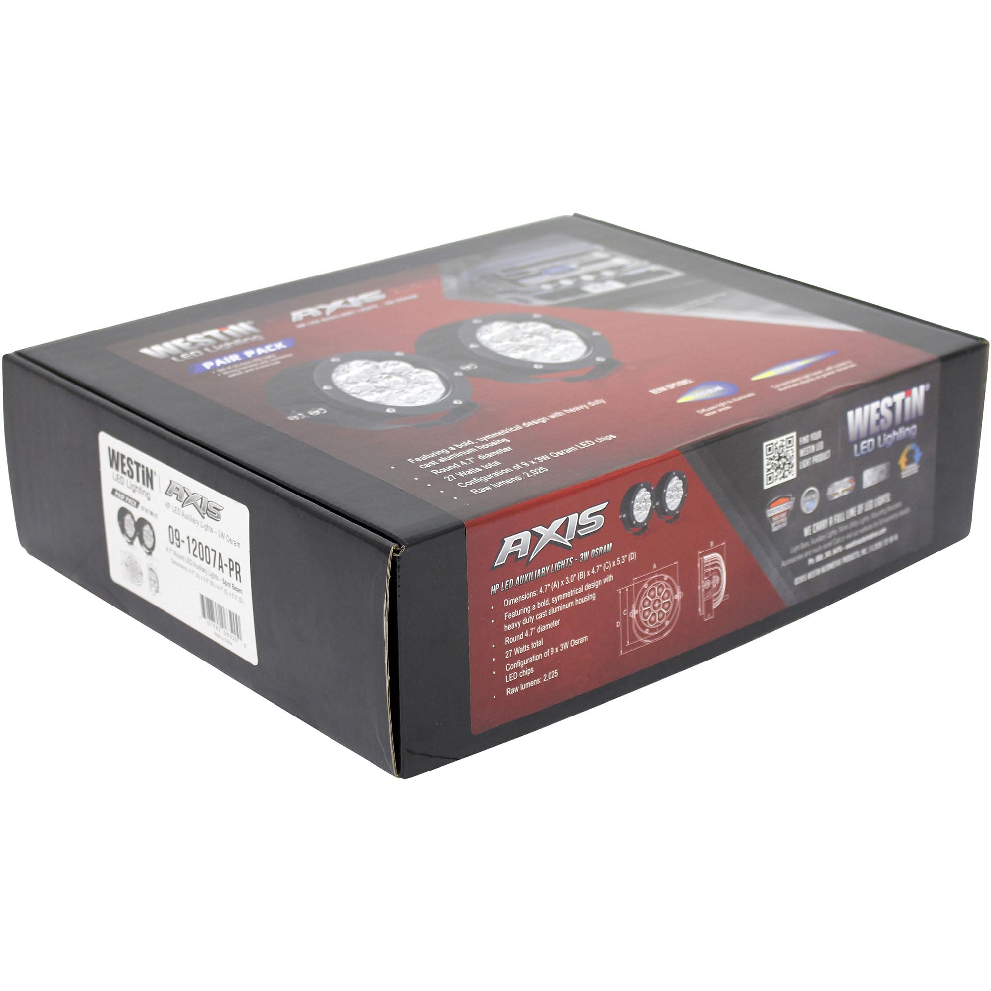 Axis LED Auxiliary Light Westin 09-12007A-PR 4.75 inch Round Spot w/3W Osram (Set of 2)