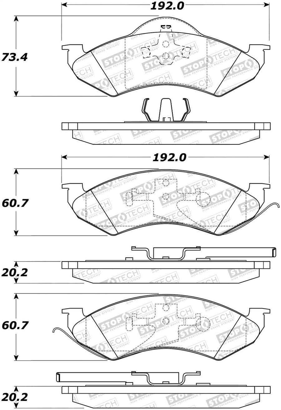 Front StopTech 308.07460 Brake Pads with Shims Street