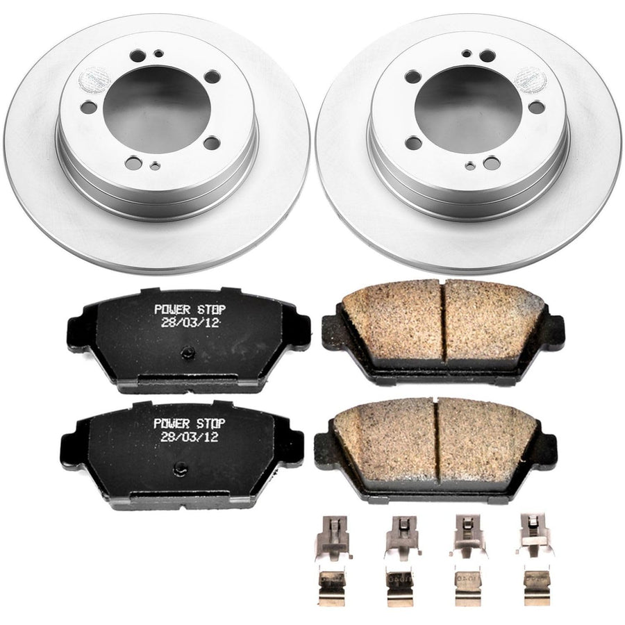 Power Stop CRK684 Brake Rotor Coated and Ceramic Brake Pads- Rear For Eagle Talon 1990-1994, Mitsubishi Eclipse 1990-1994, Plymouth Laser 1990-1994 [Model Specific]