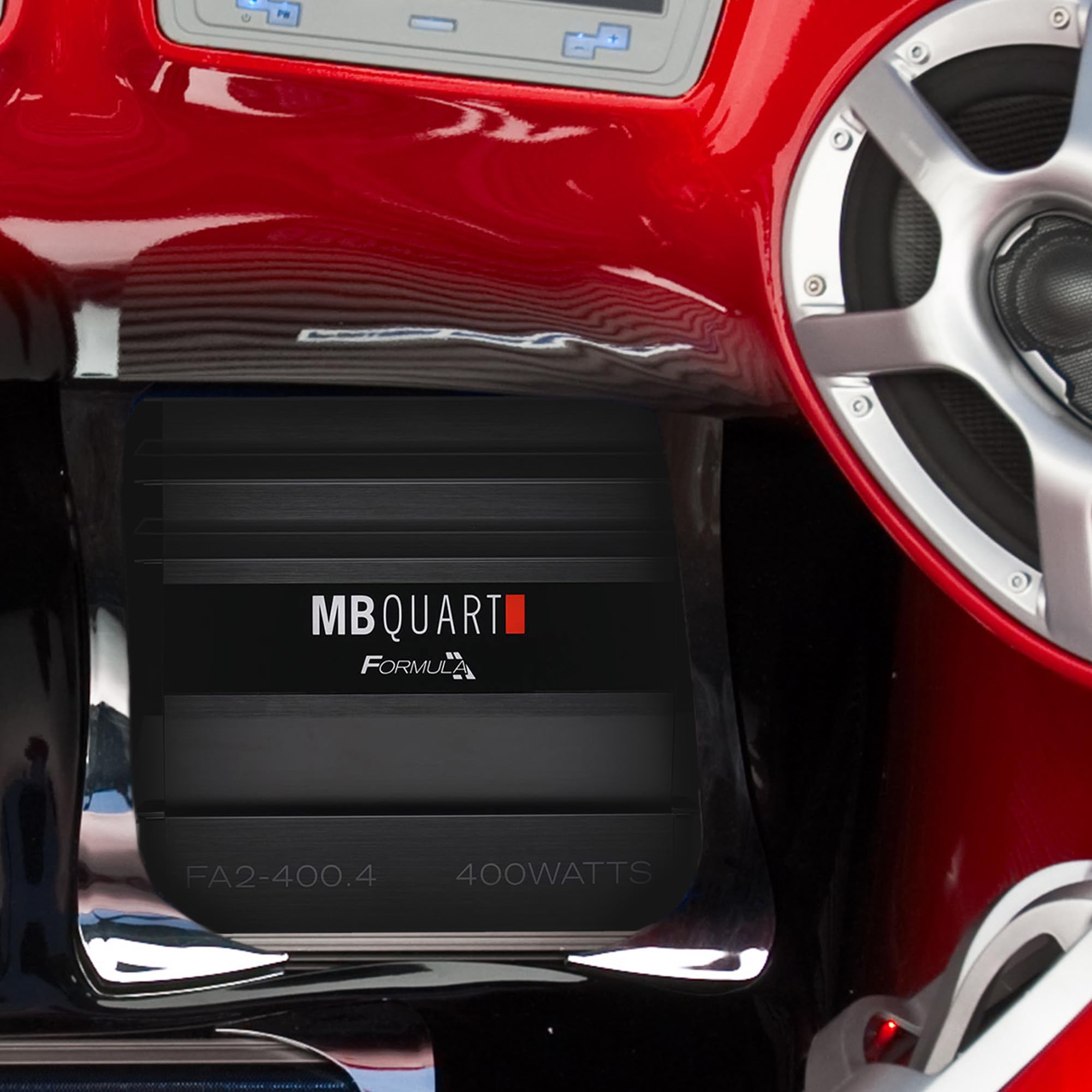 MB Quart 400 Watt Formula 1 Ohm Stable 4 Channel Full Range Class Q1 Car Audio Mobile Amplifier with Bass Remote, FA2-400.4, Black