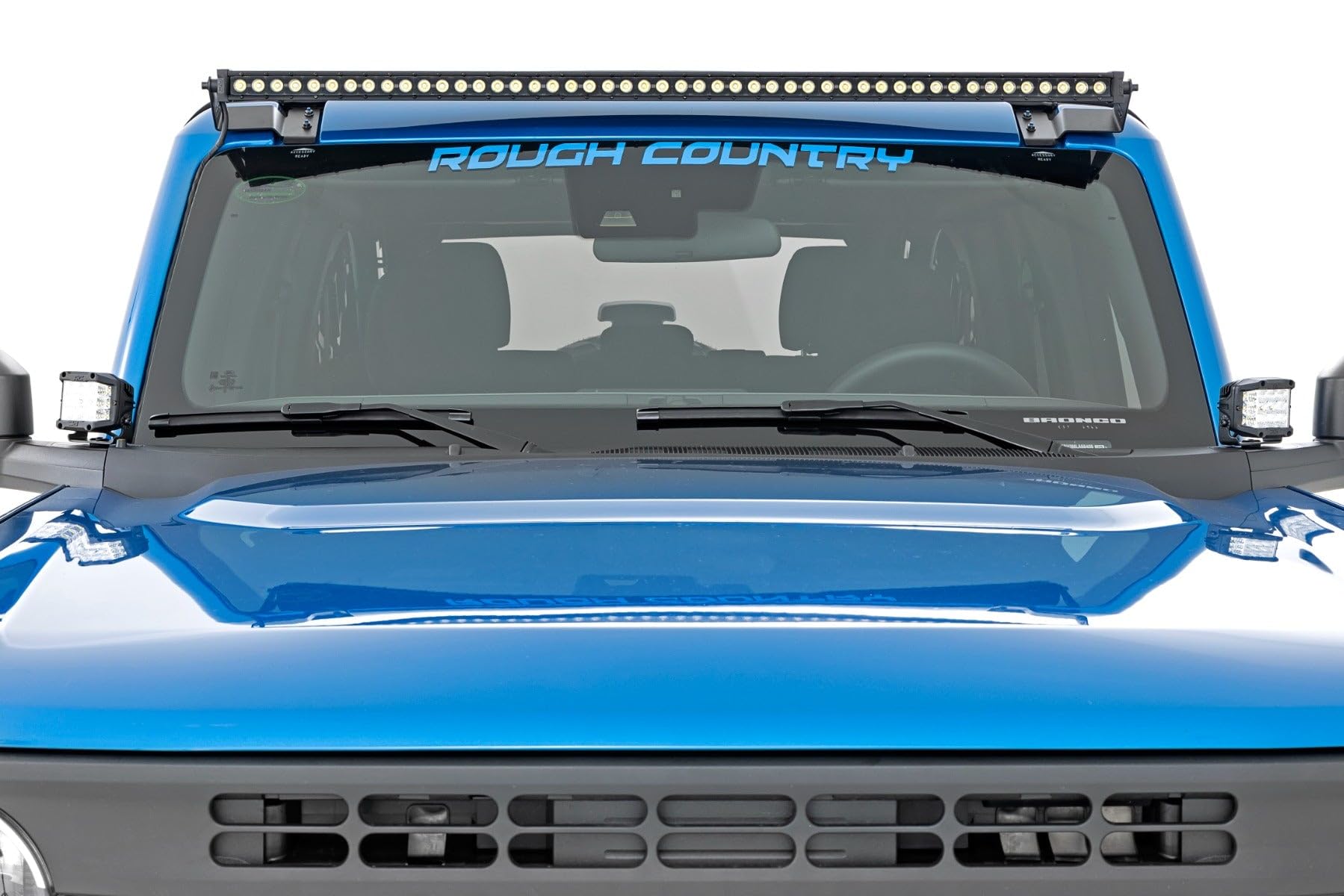 50" Rough Country LED Light Bar Windshield Mount Kit for Ford Bronco (2021-2025) - 240W, 19,200 Lumen CREE LED, Spot Focus Beam