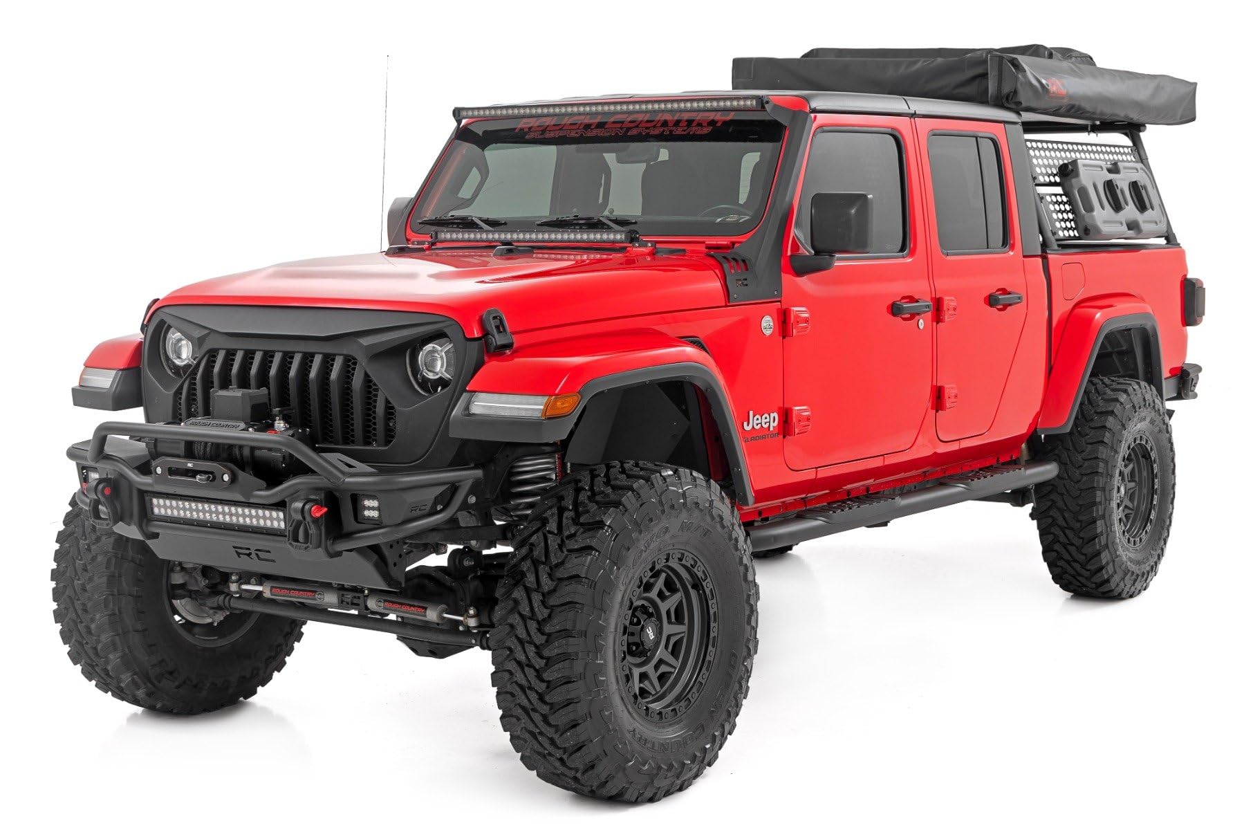 Oval Nerf Steps Rough Country for Jeep Gladiator JT (2020-2025) - OEM Style Rails with Built-in Side Steps