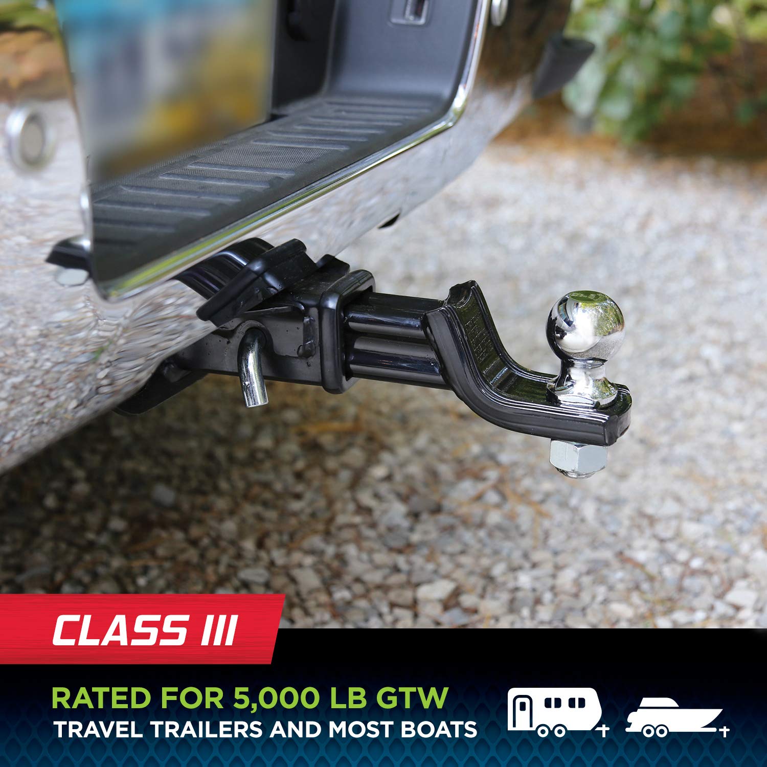 Class III TOWSMART XMount Starter Kit - with 2" Ball and 5/8" Standard Pin - 3-1/4" Drop x 2" Rise - 5,000lb Max Trailer Weight - Fits 2" Receivers - Patented XMount Design