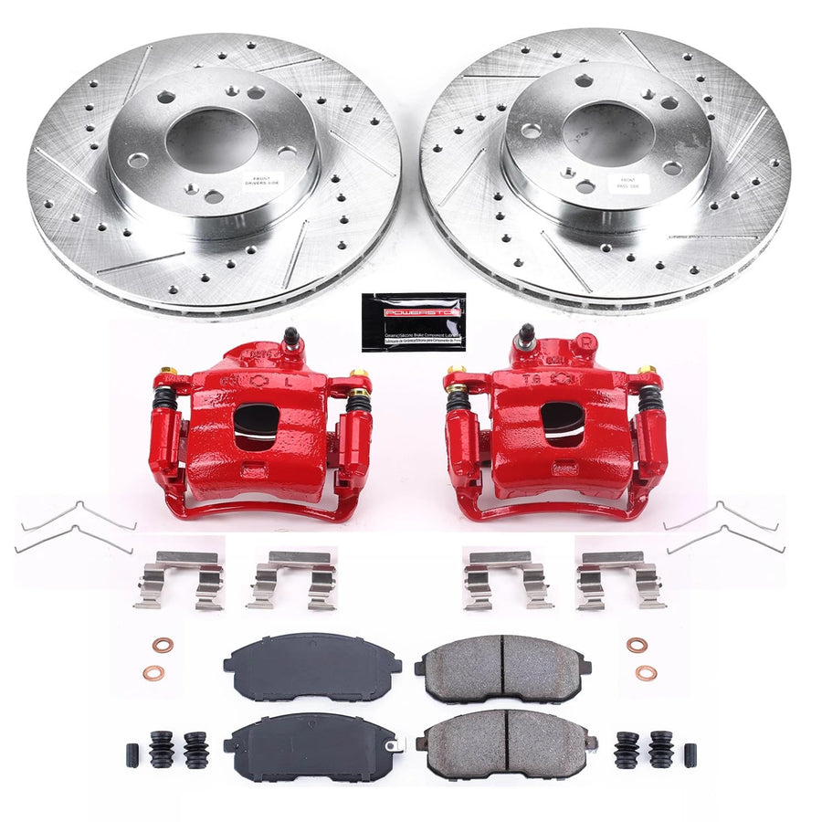Power Stop Z23 Evolution Front Brake Caliper Kit- Brake Rotors, Carbon-Fiber Ceramic Brake Pads, Brake Calipers