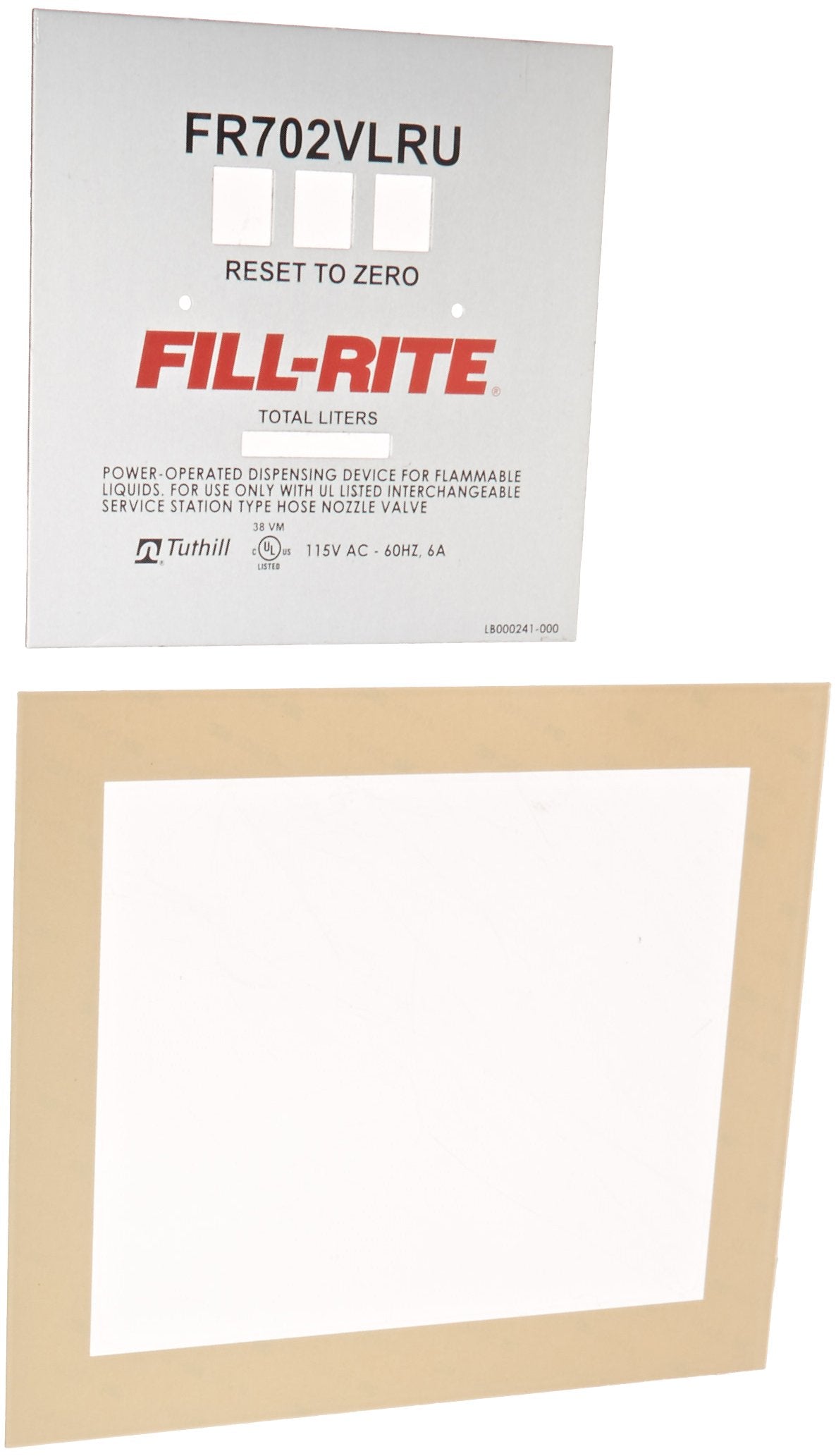 KIT702VLRUFP Fill-Rite Kit, FR702VLRU Faceplate