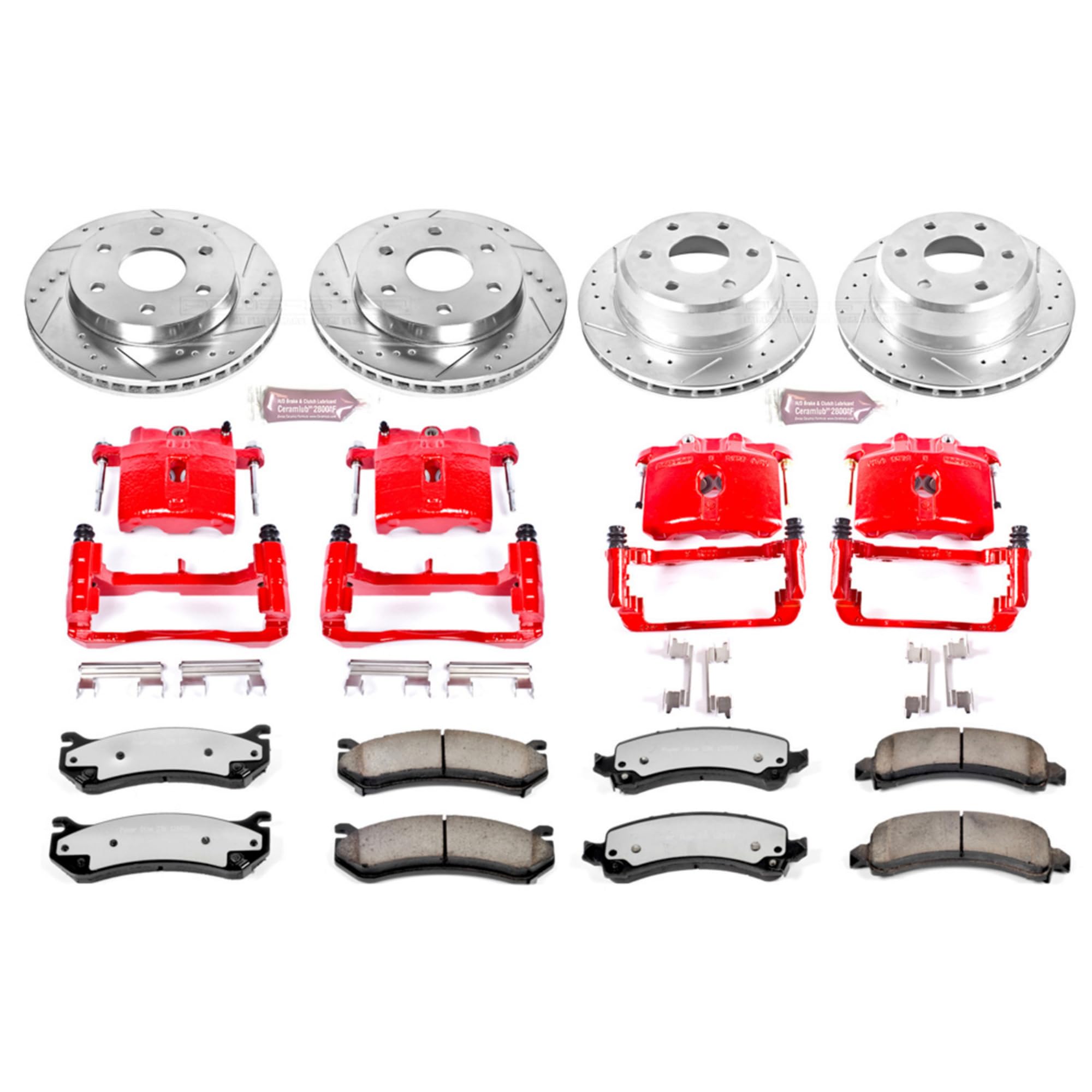 Power Stop Z36 KC2016-36 Front & Rear Truck and Tow Brake Kit with Calipers For Escalade, Avalanche 1500, Express 1500, Suburban 1500, Tahoe, Savana 1500, Yukon, Yukon XL 1500 [Model Specific]