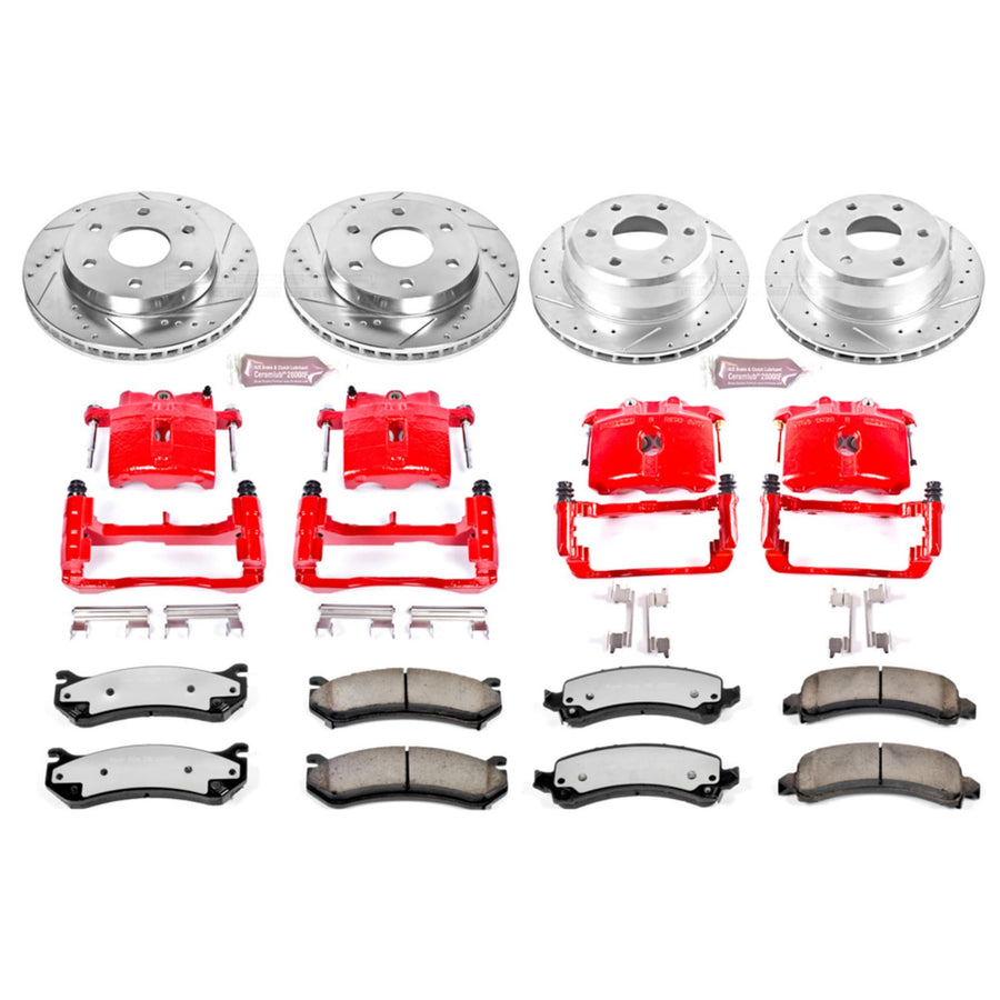 Power Stop Z36 KC2016-36 Front & Rear Truck and Tow Brake Kit with Calipers For Escalade, Avalanche 1500, Express 1500, Suburban 1500, Tahoe, Savana 1500, Yukon, Yukon XL 1500 [Model Specific]